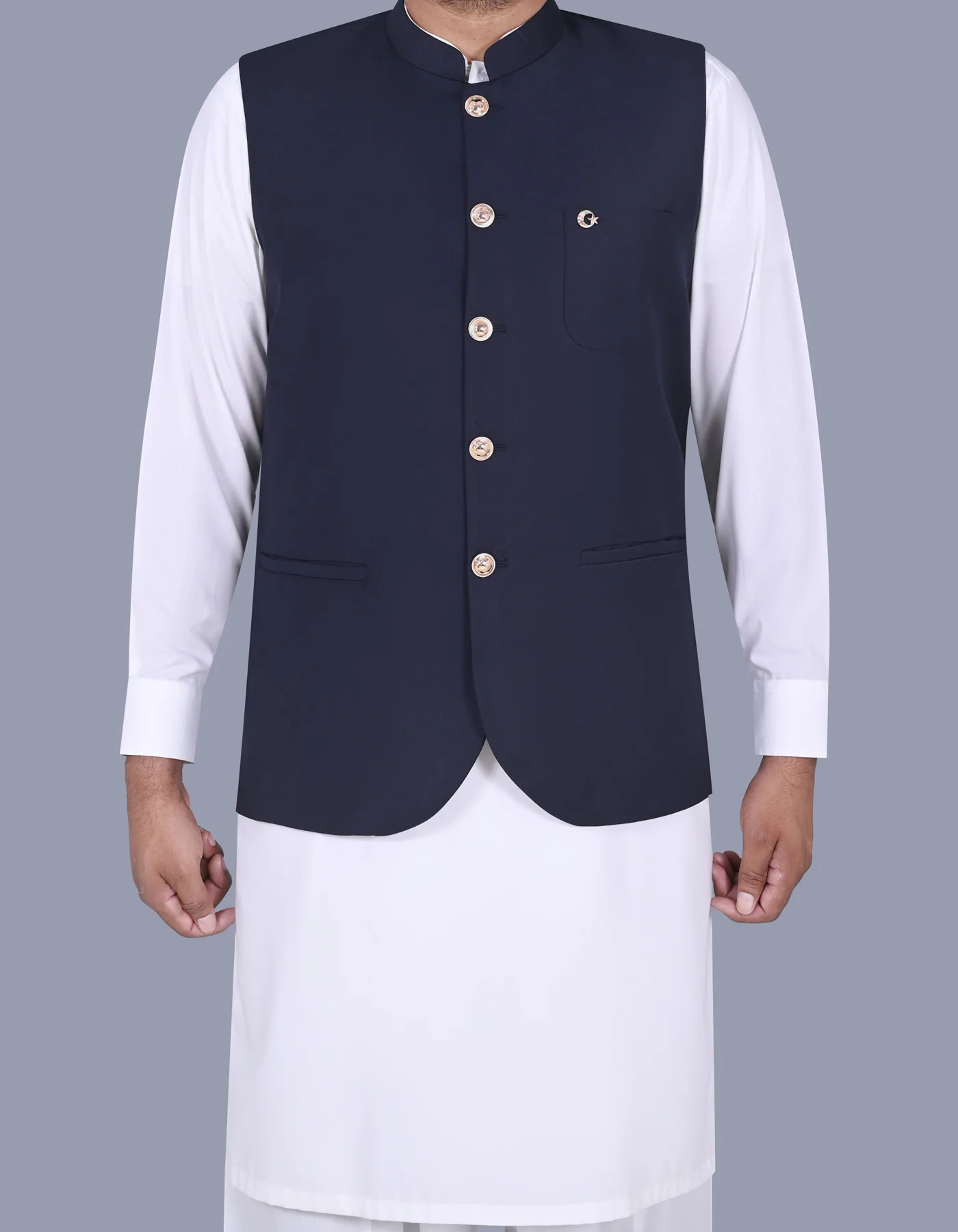 Navy Plain Essential Waist Coat