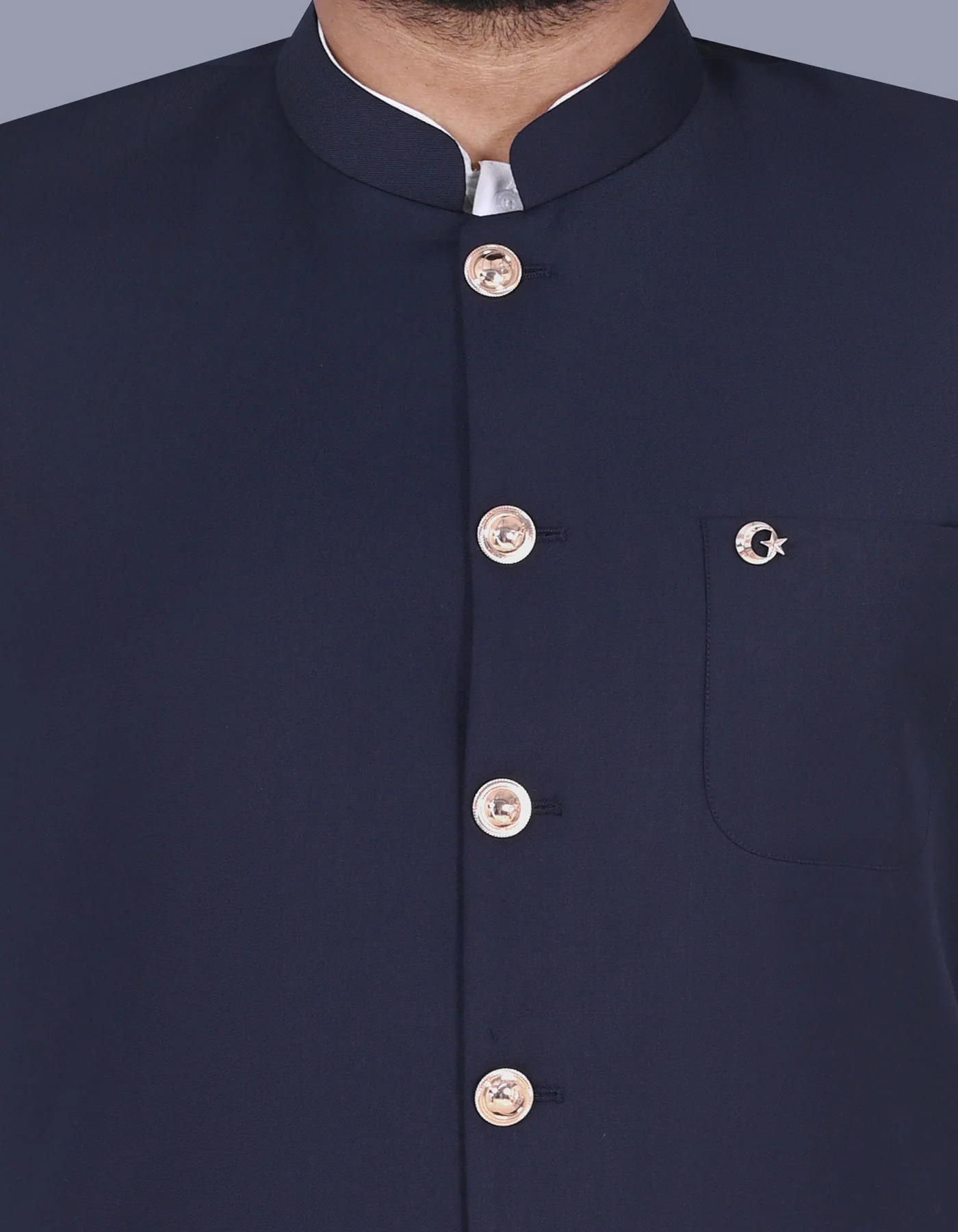Navy Plain Essential Waist Coat - Image 2