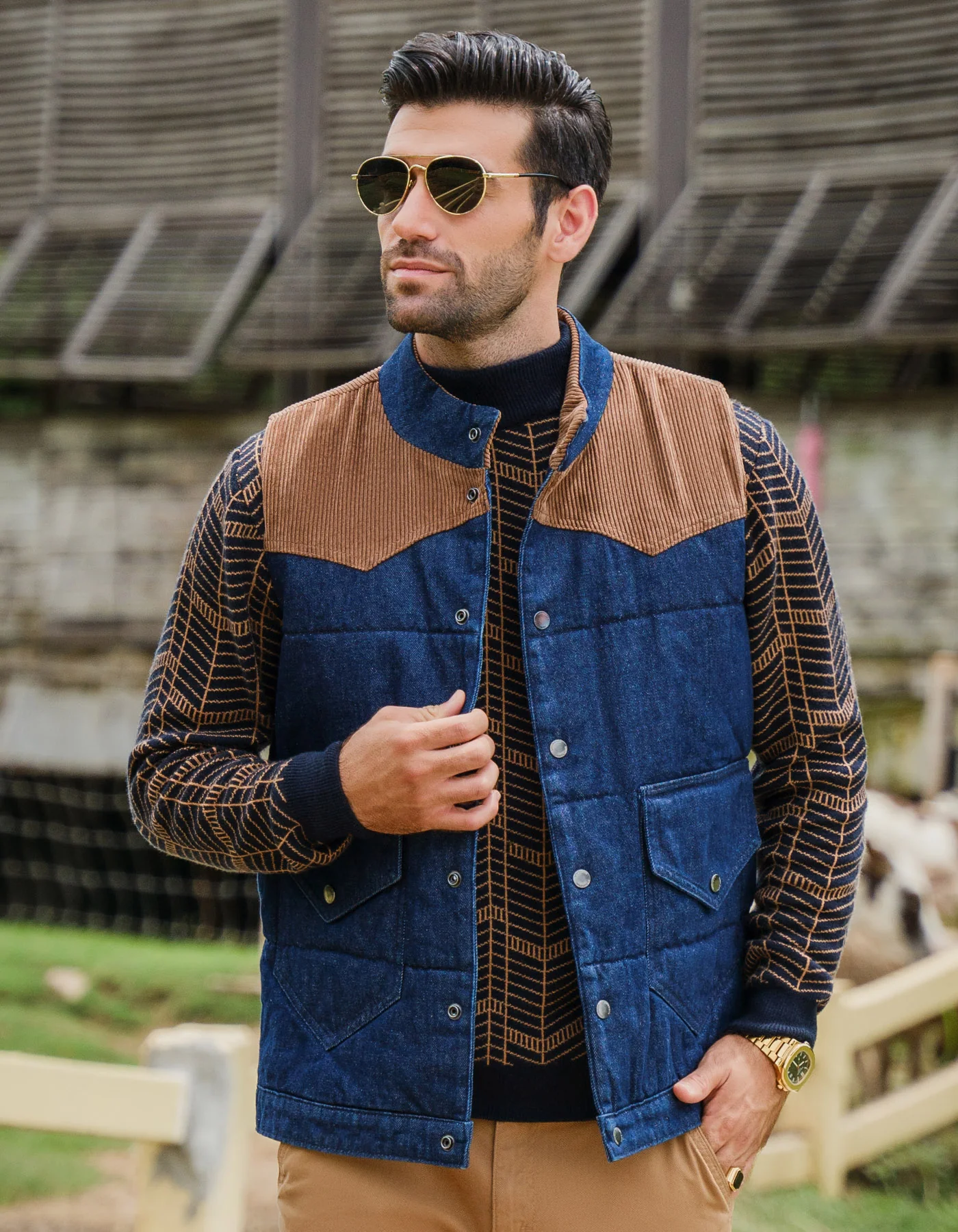 Navy Plain Gilet Jacket