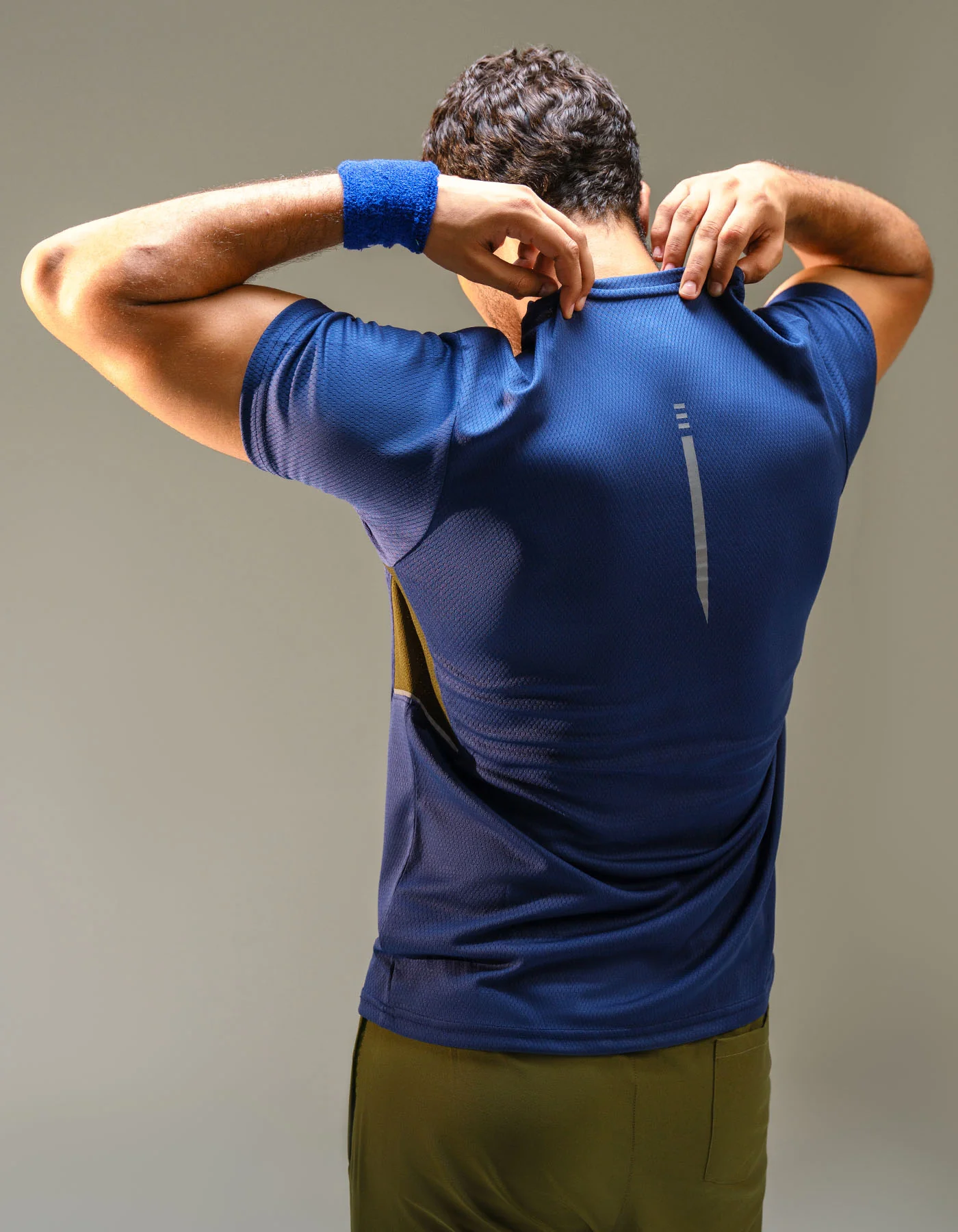 Navy Plain Muscle Flex Gym Tee - Image 4