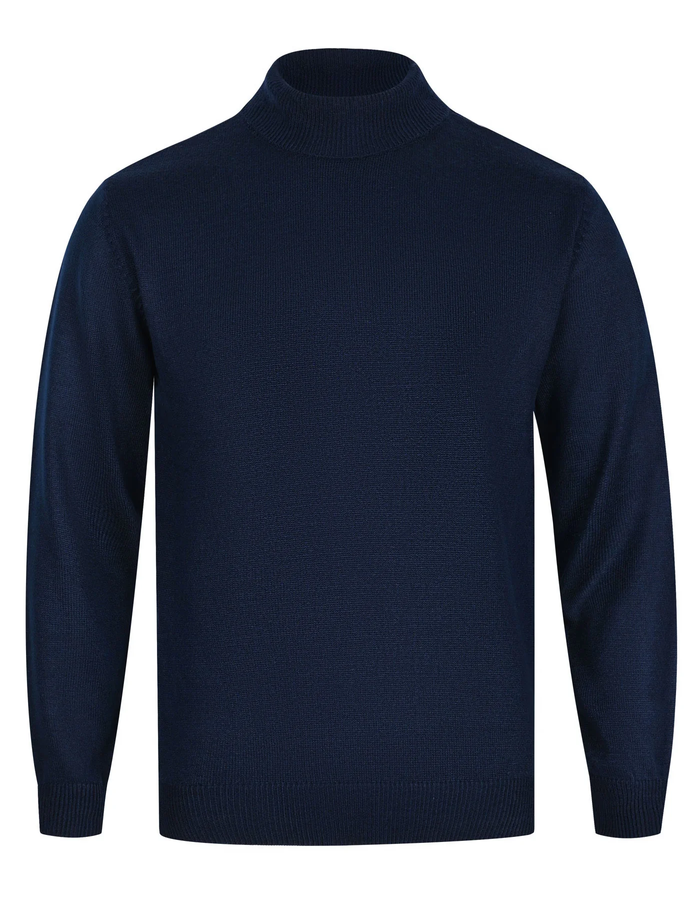 Navy Plain High Neck Sweater
