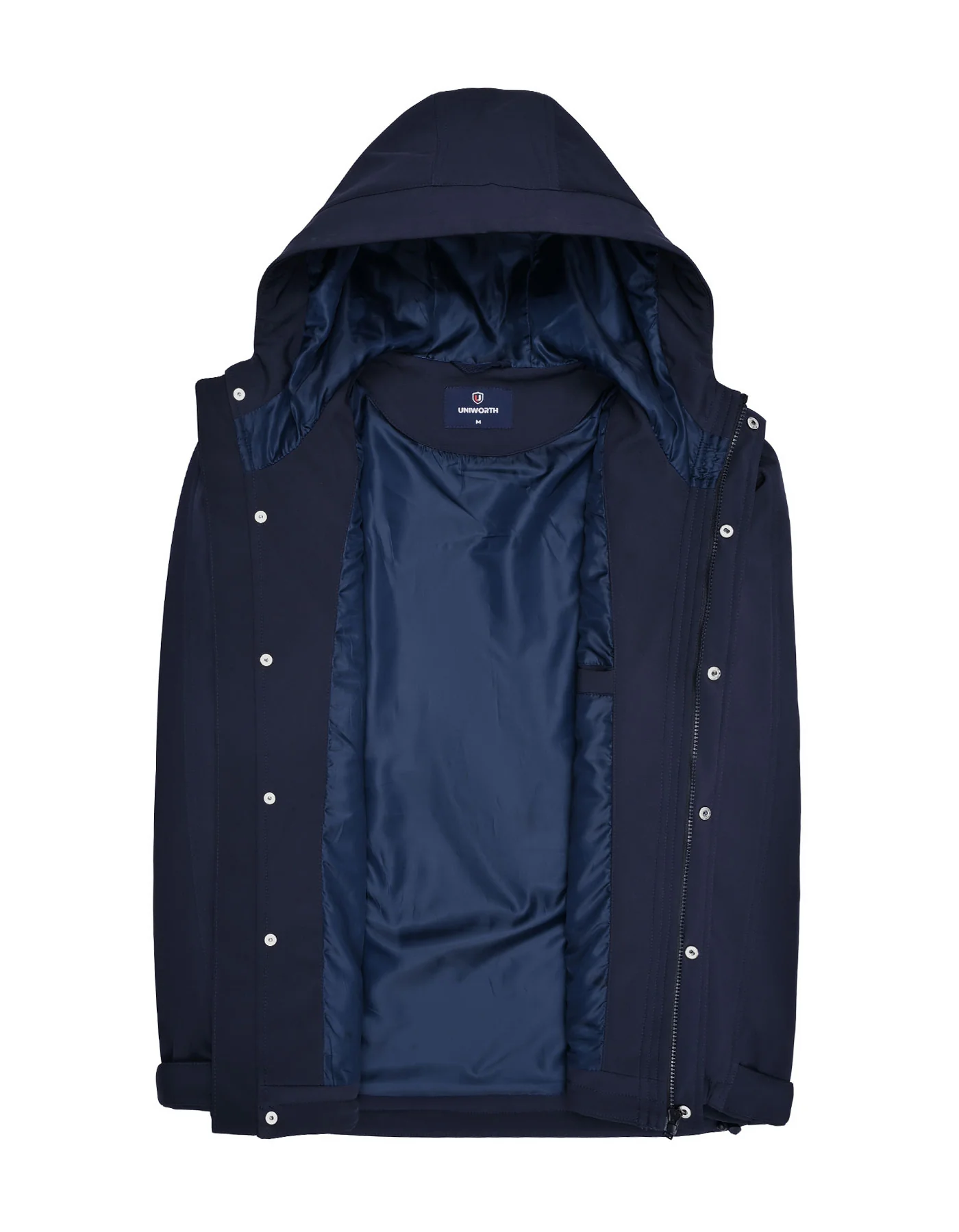 Navy Plain Hooded Puffer Jacket - Image 4