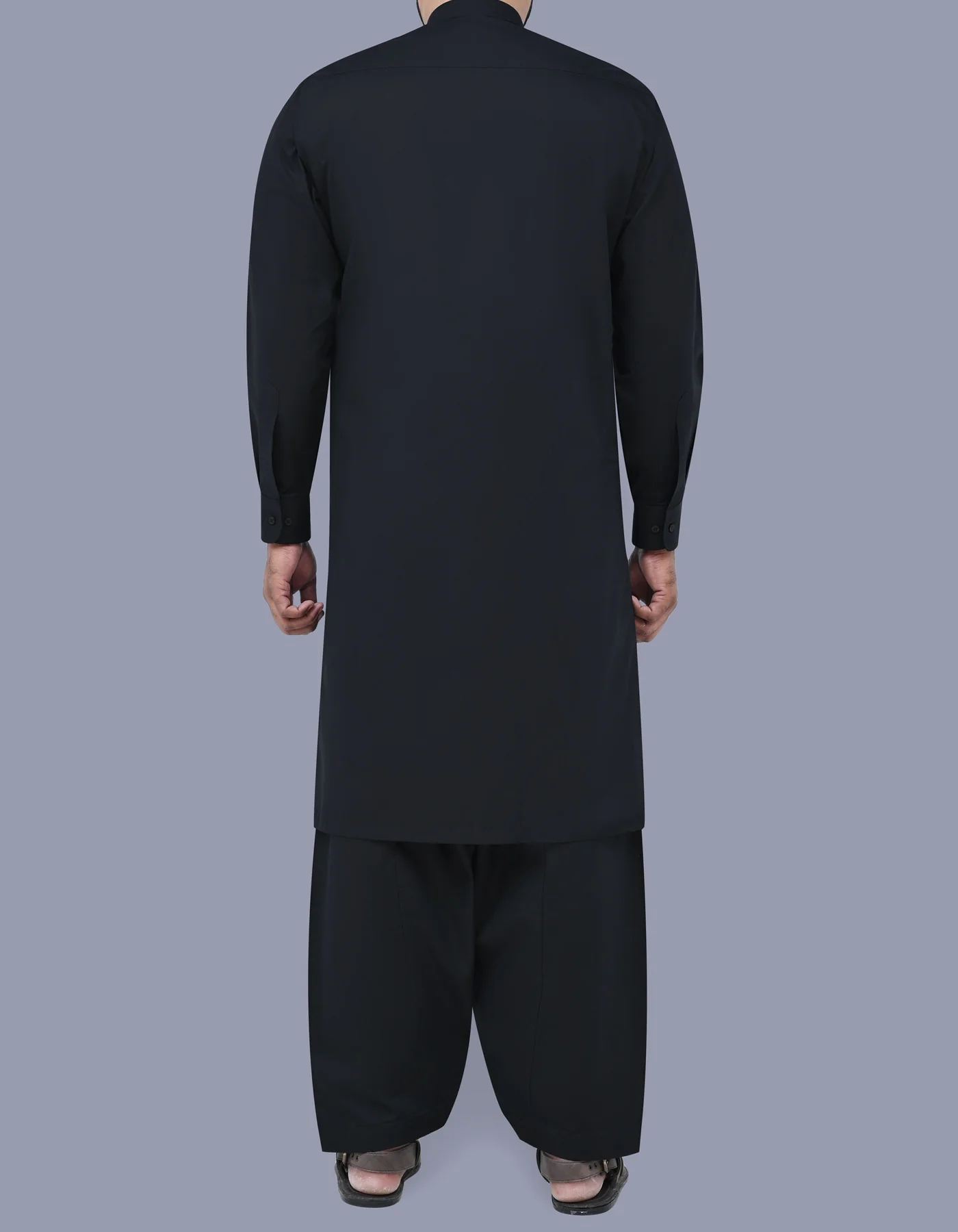 Navy Plain Kameez Shalwar - Image 4