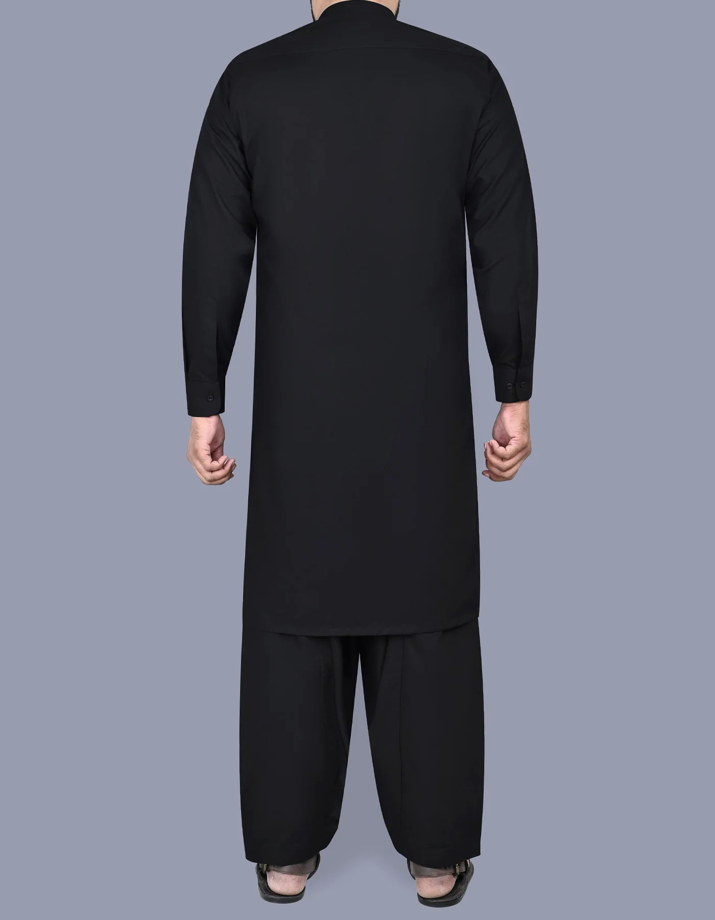 Navy Plain Kameez Shalwar - Image 4