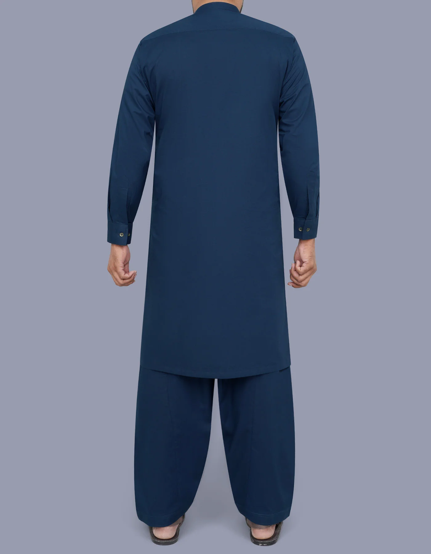 Navy Plain Kameez Shalwar - Image 4