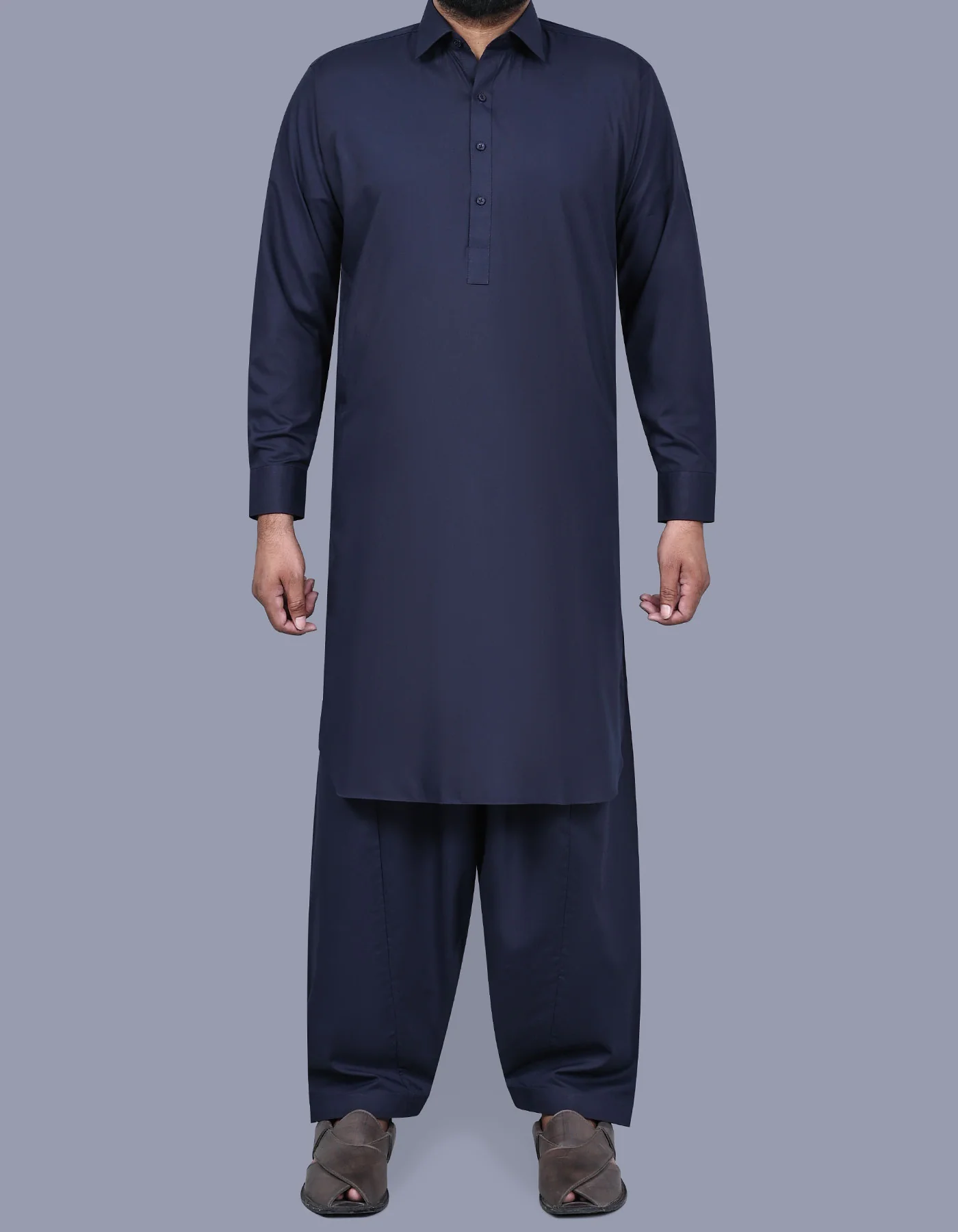 Navy Plain Kameez Shalwar