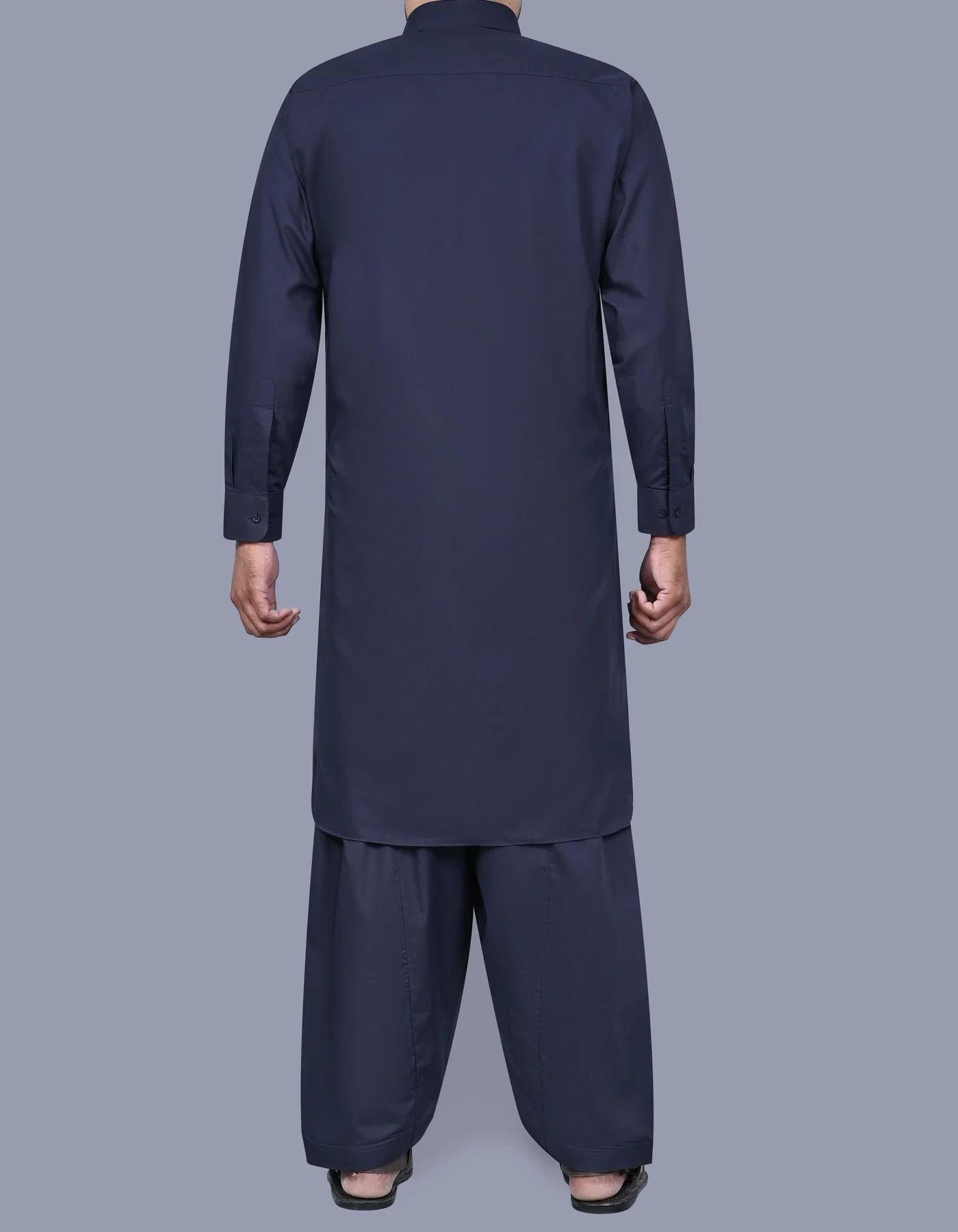 Navy Plain Kameez Shalwar - Image 4