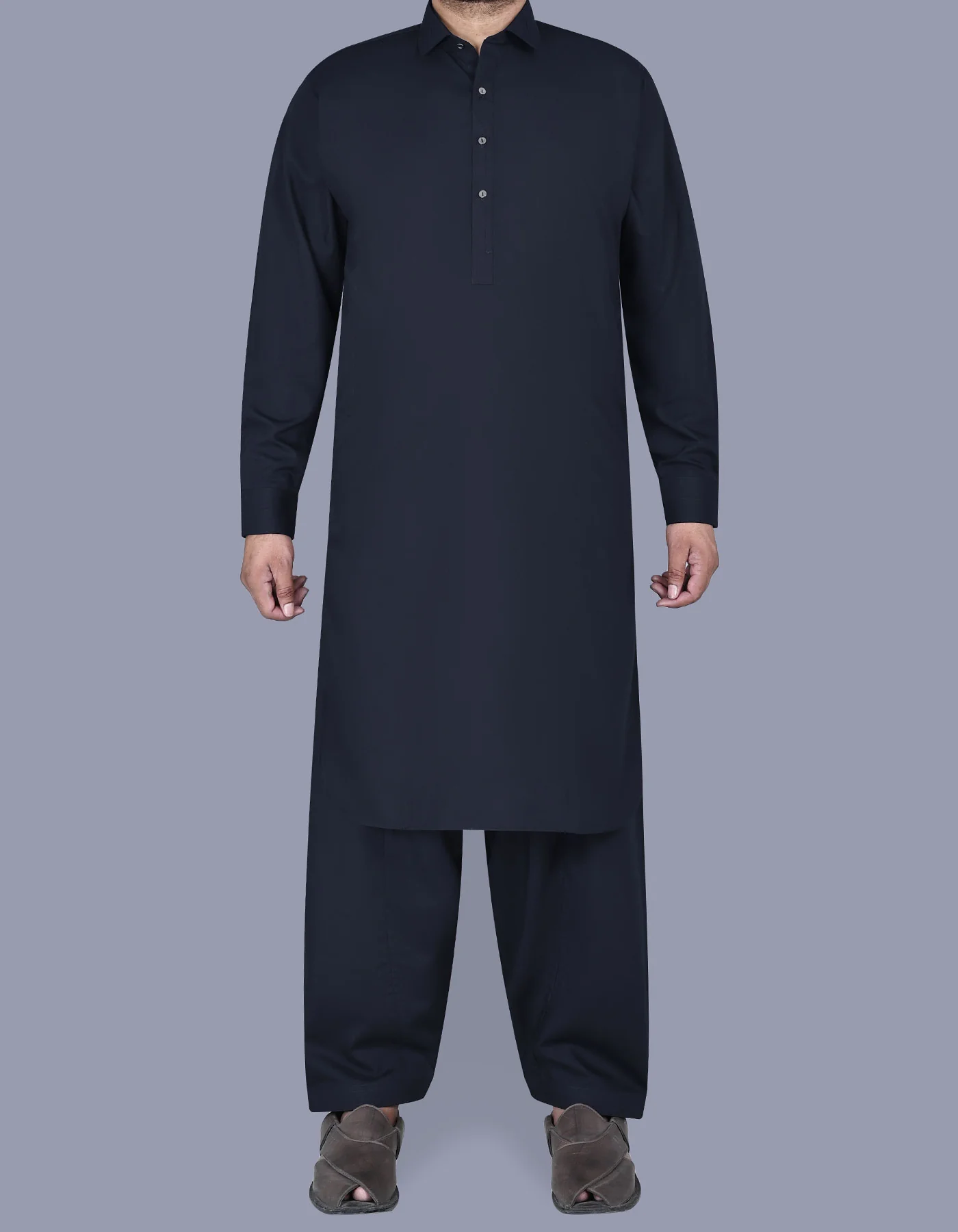 Navy Plain Kameez Shalwar