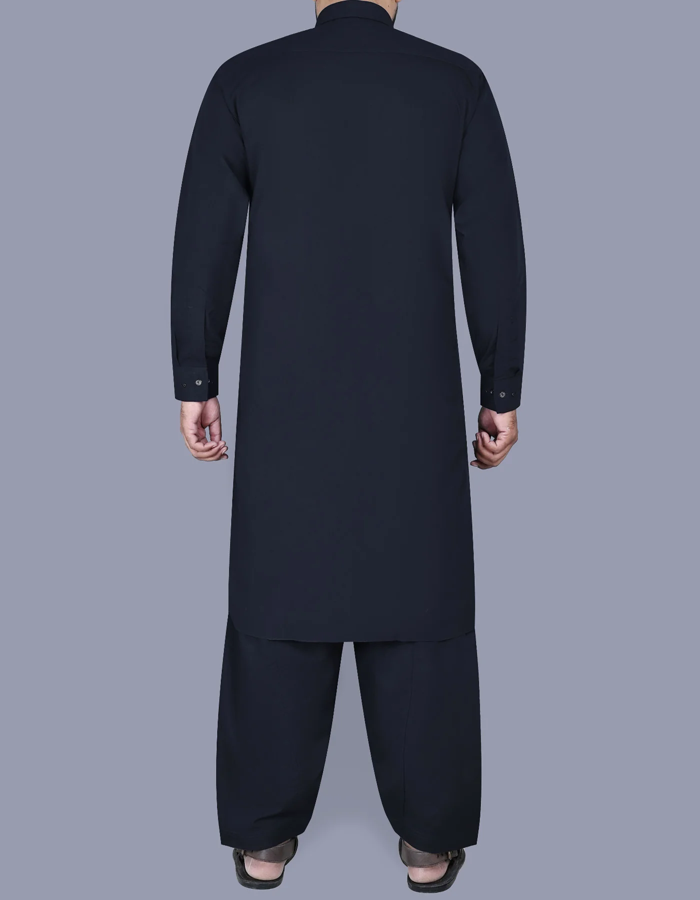 Navy Plain Kameez Shalwar - Image 4
