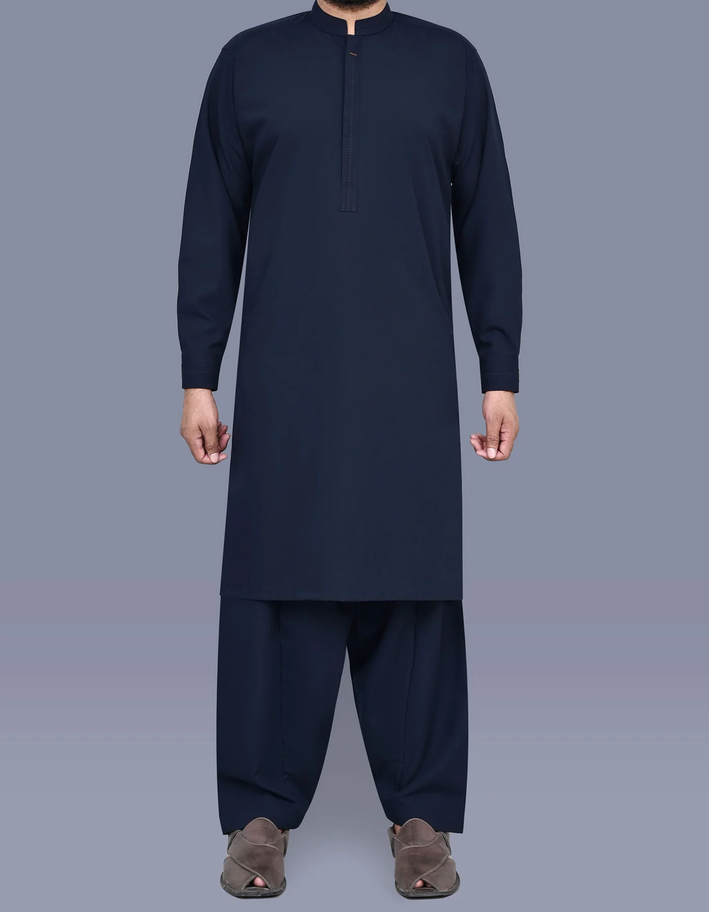 Navy Plain Kameez Shalwar