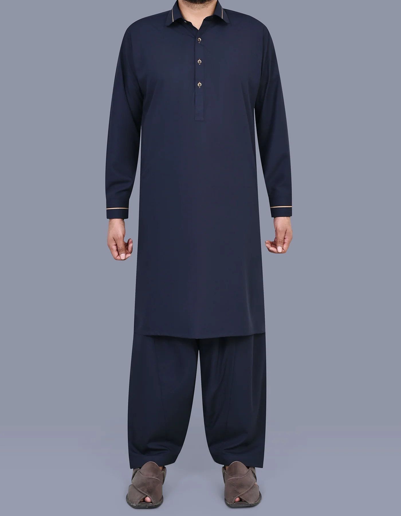 Navy Plain Kameez Shalwar