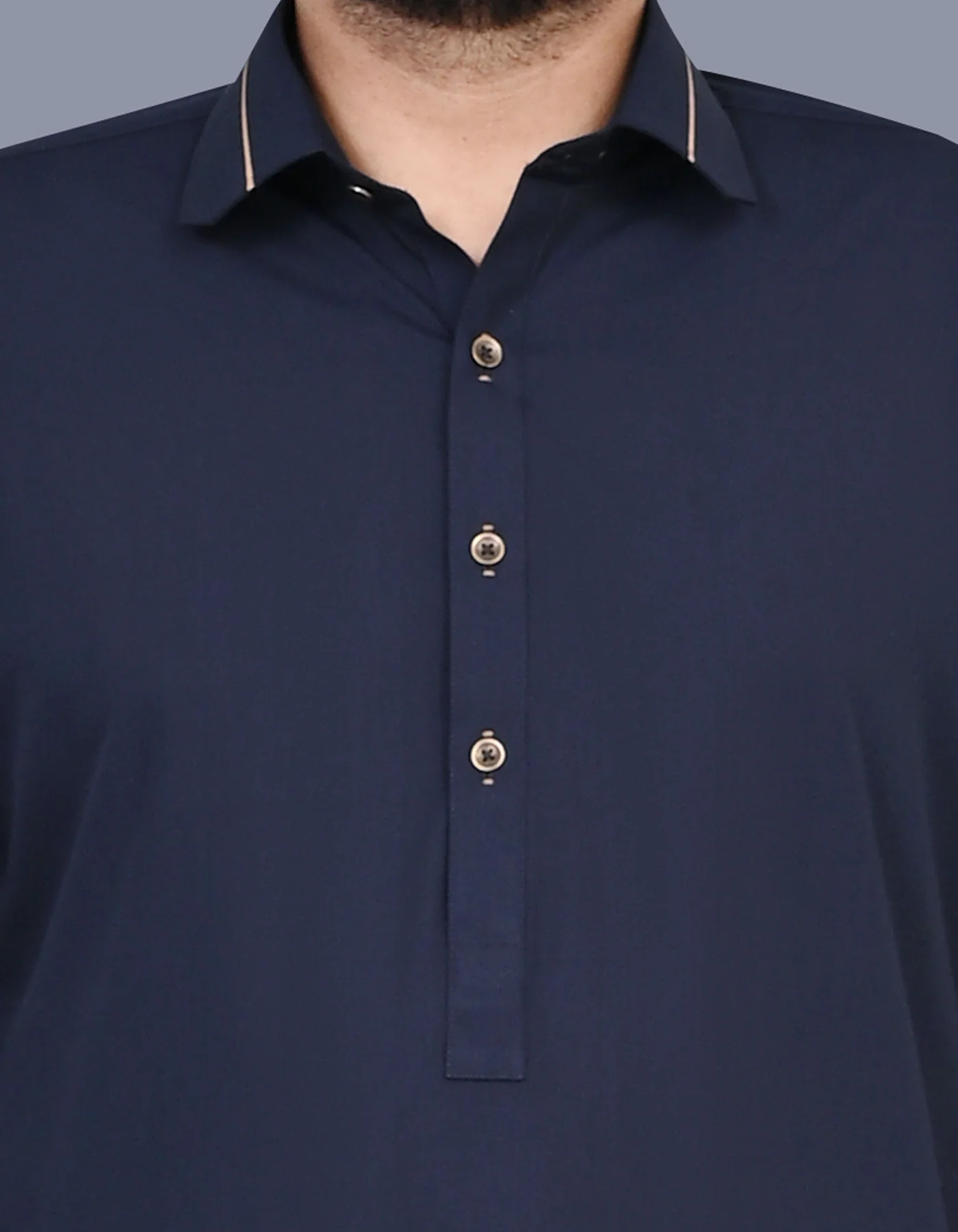 Navy Plain Kameez Shalwar - Image 2