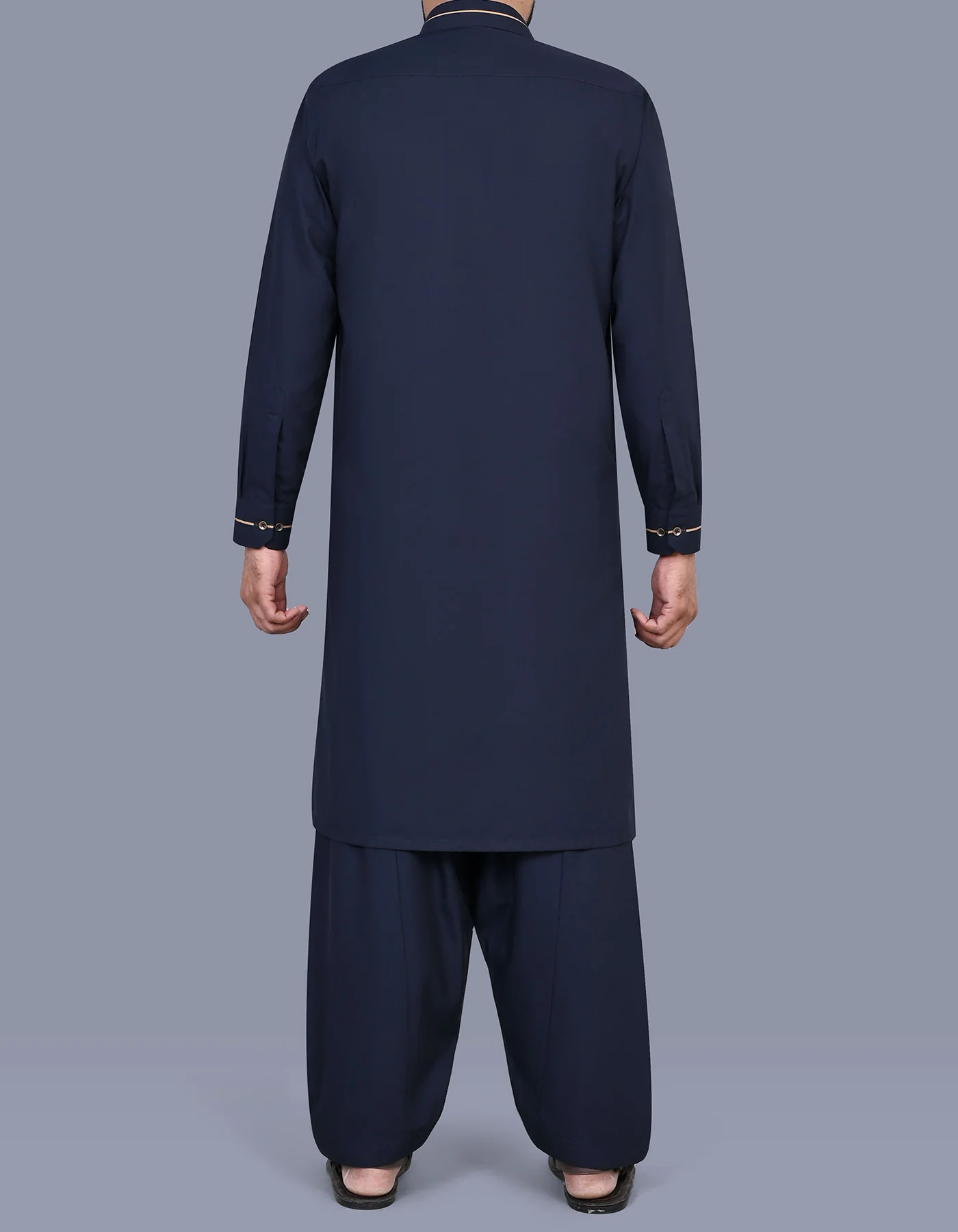 Navy Plain Kameez Shalwar - Image 4