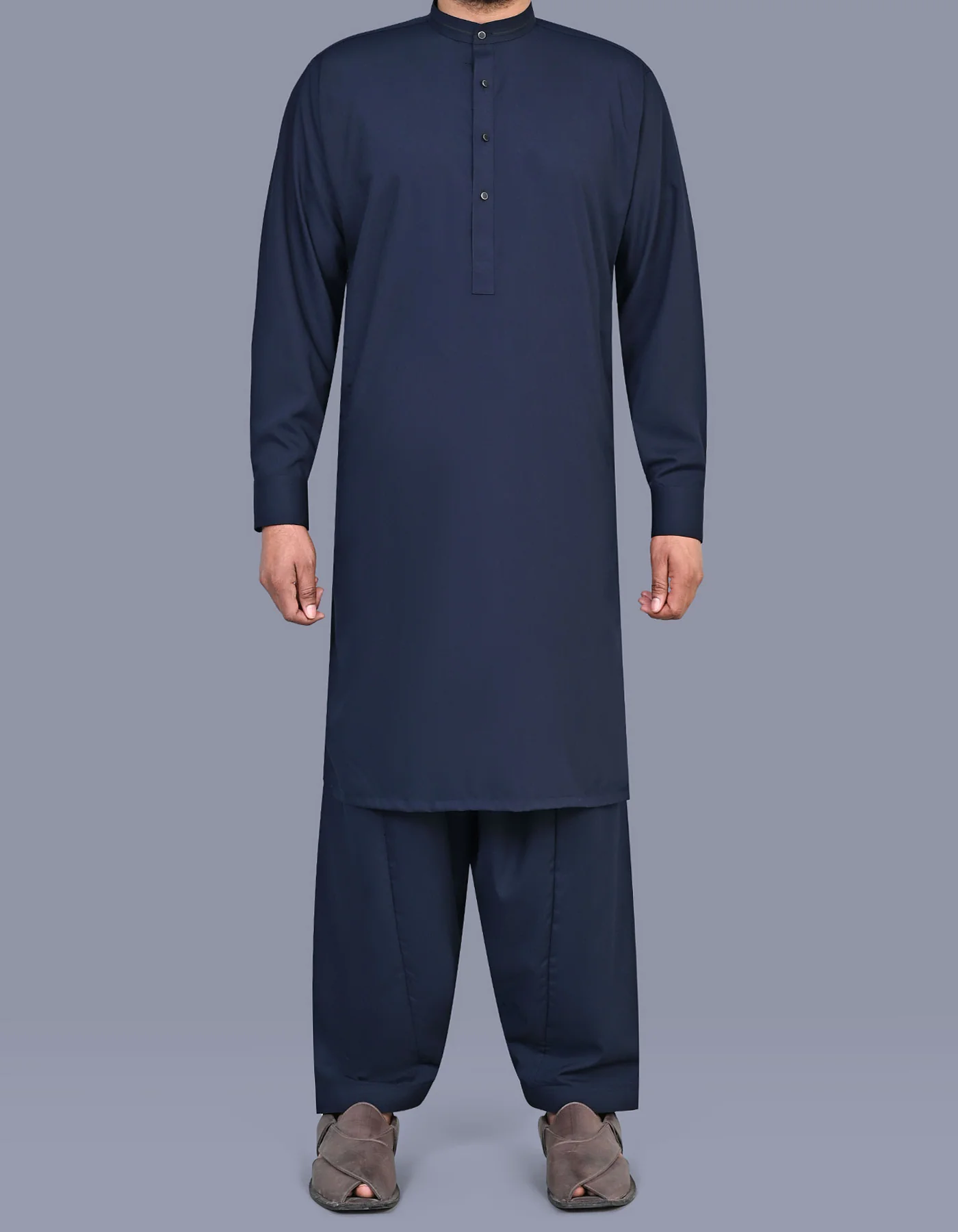 Navy Plain Kameez Shalwar