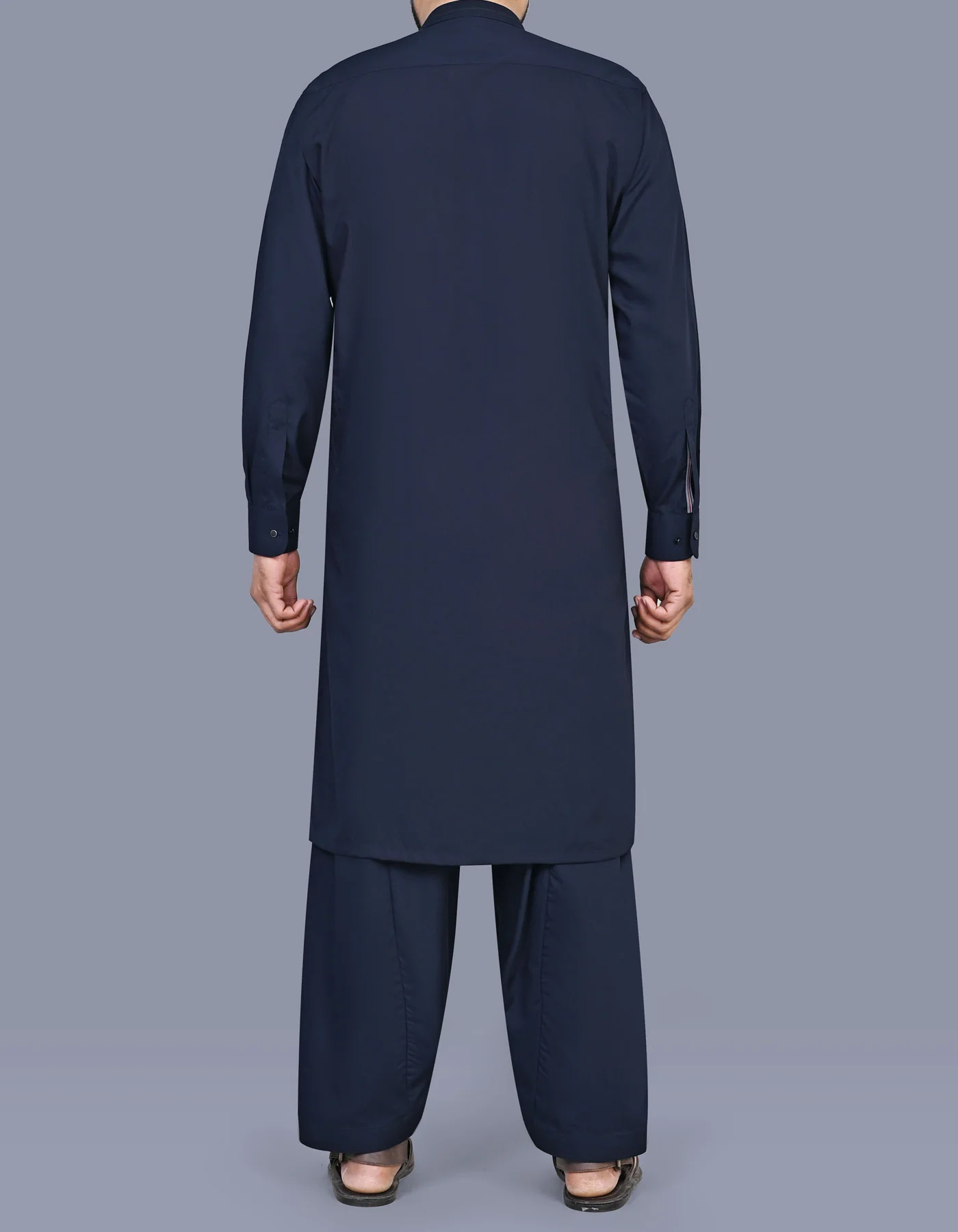 Navy Plain Kameez Shalwar - Image 5