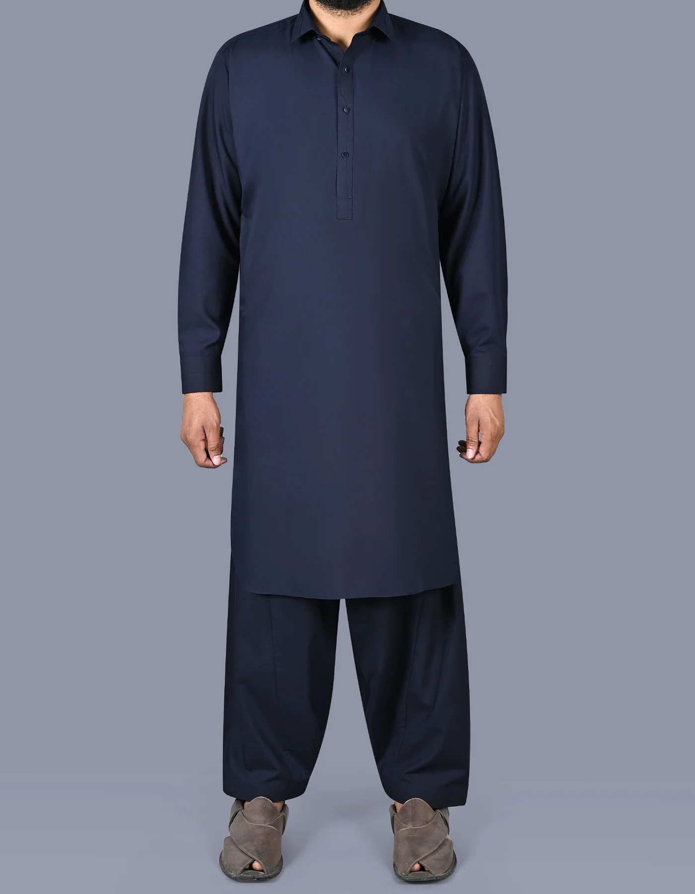 Navy Plain Kameez Shalwar