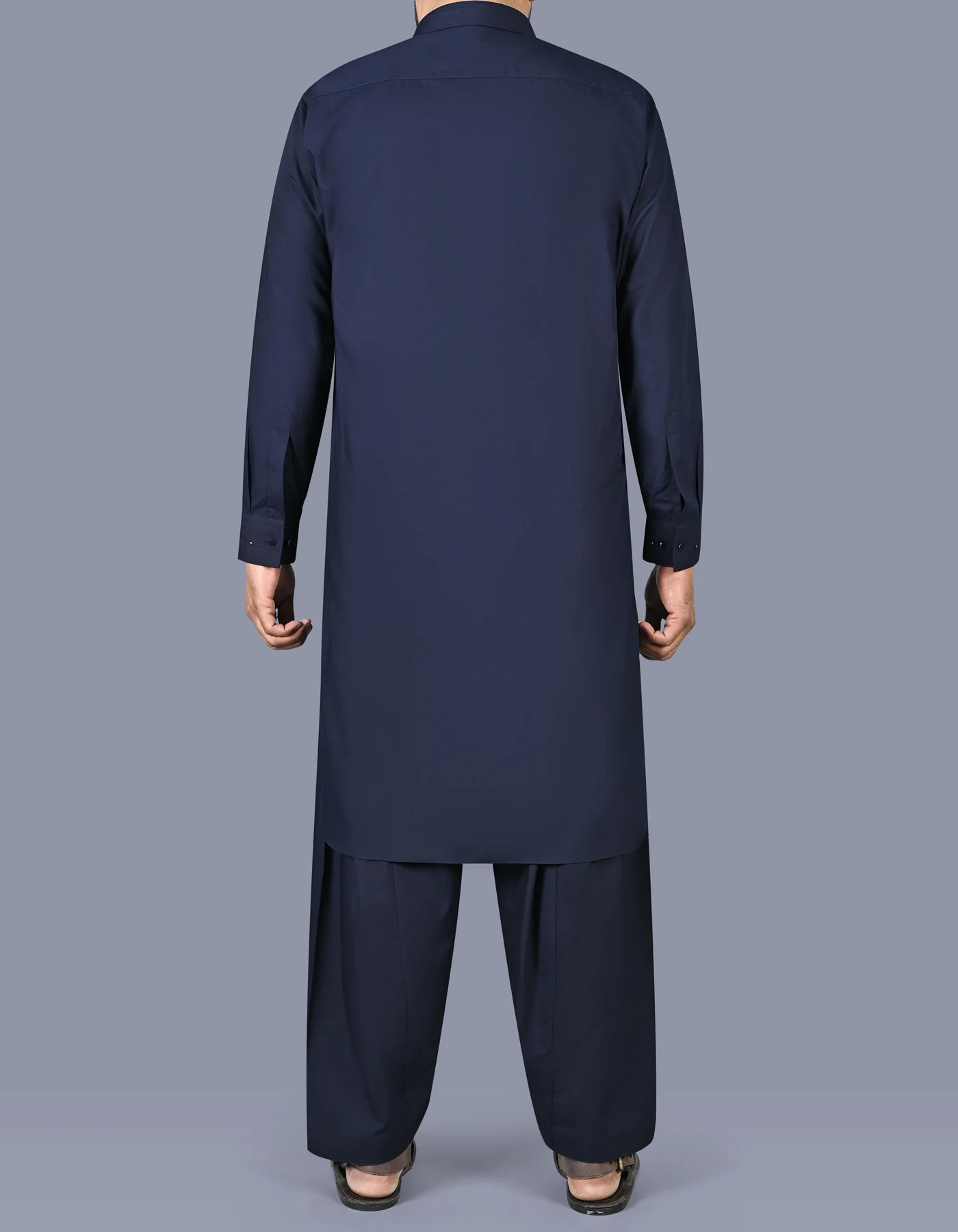 Navy Plain Kameez Shalwar - Image 4