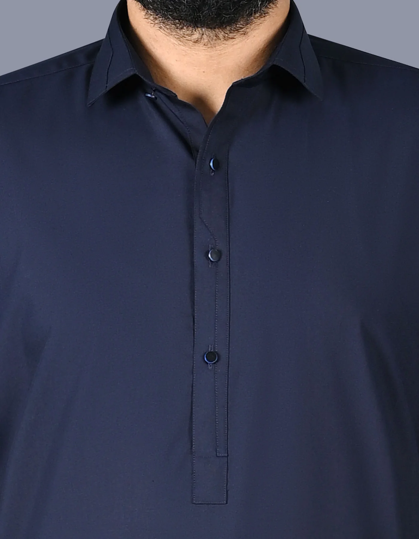 Navy Plain Kameez Shalwar - Image 2