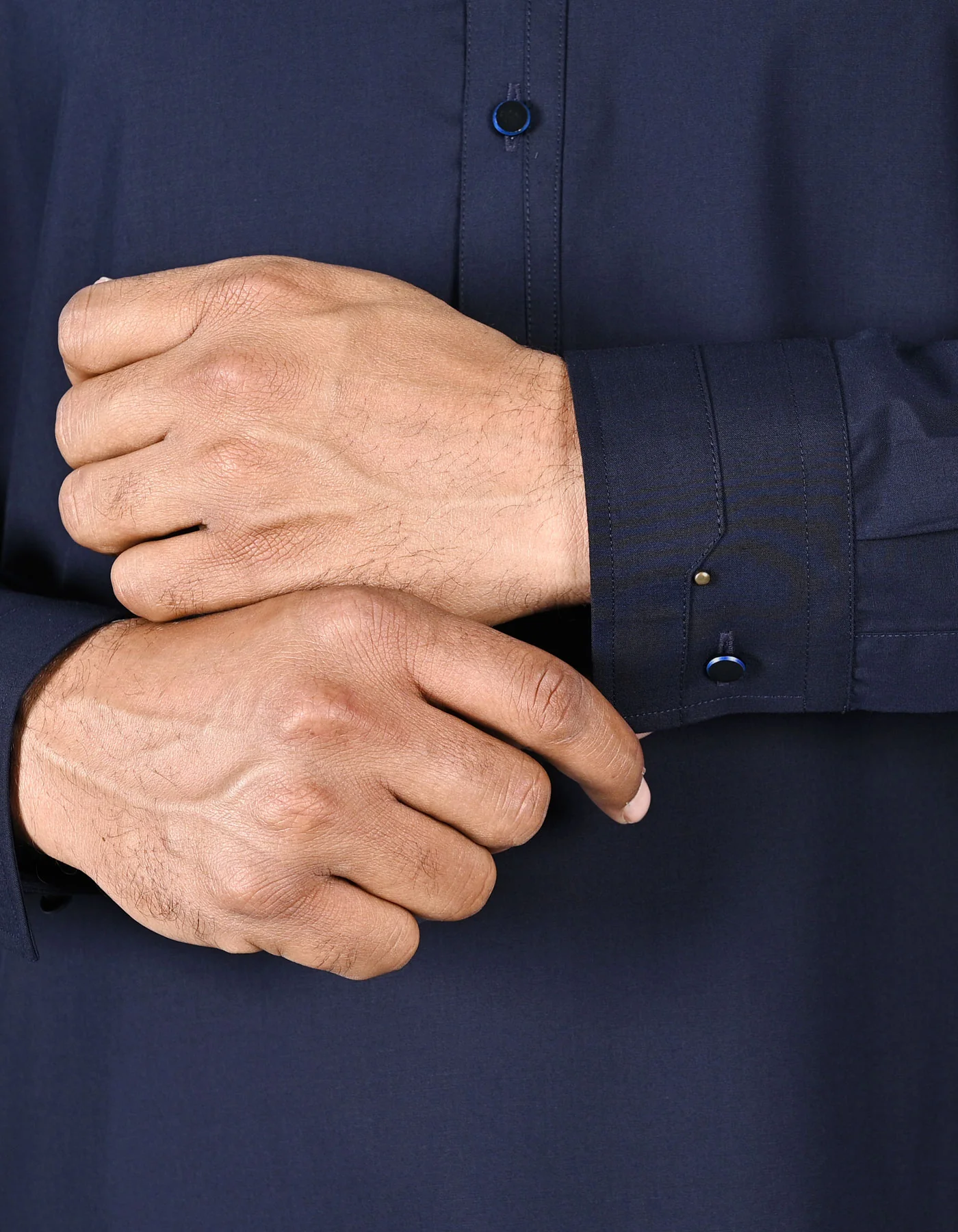 Navy Plain Kameez Shalwar - Image 3