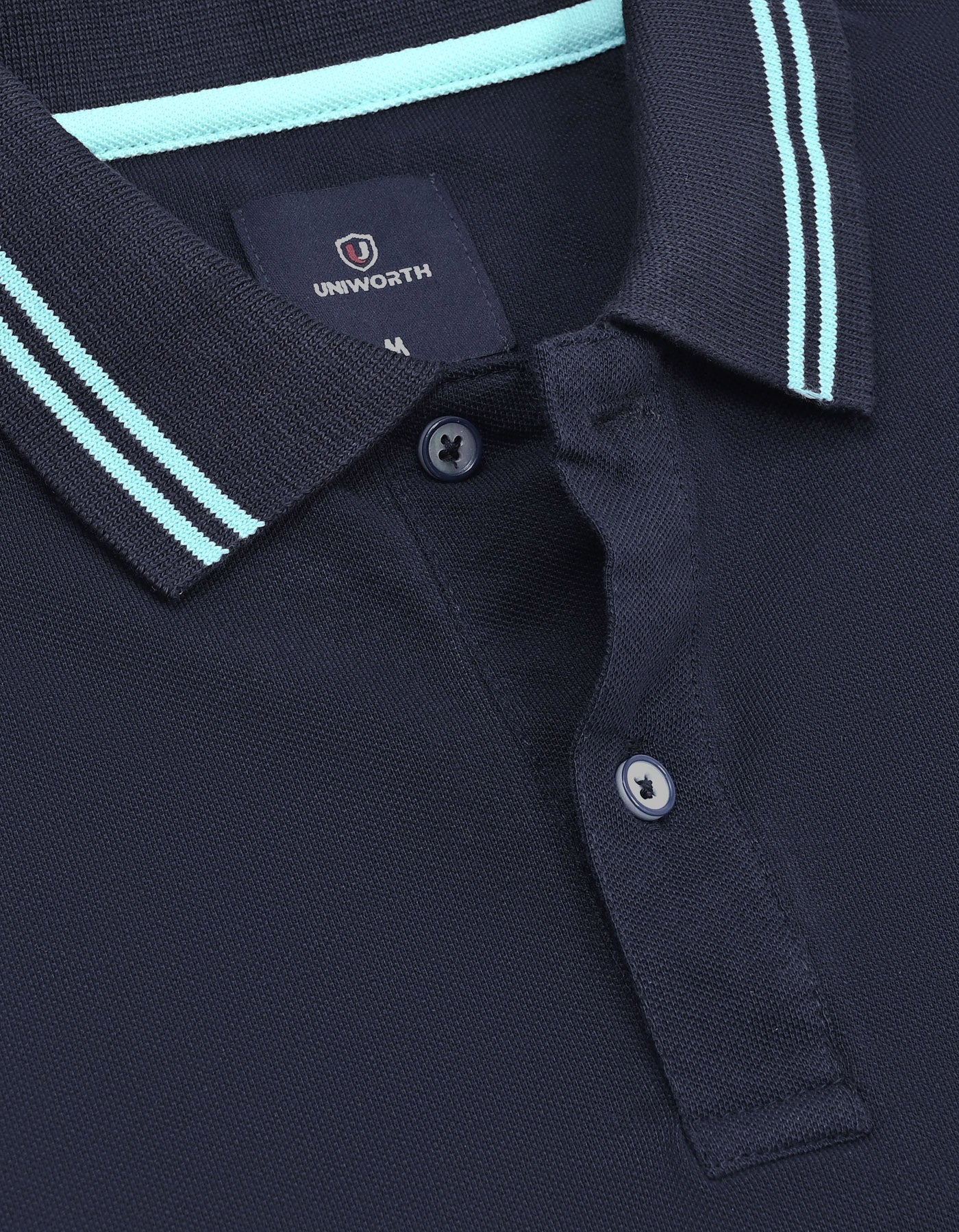 Navy Plain Pique Polo Shirt - Image 3
