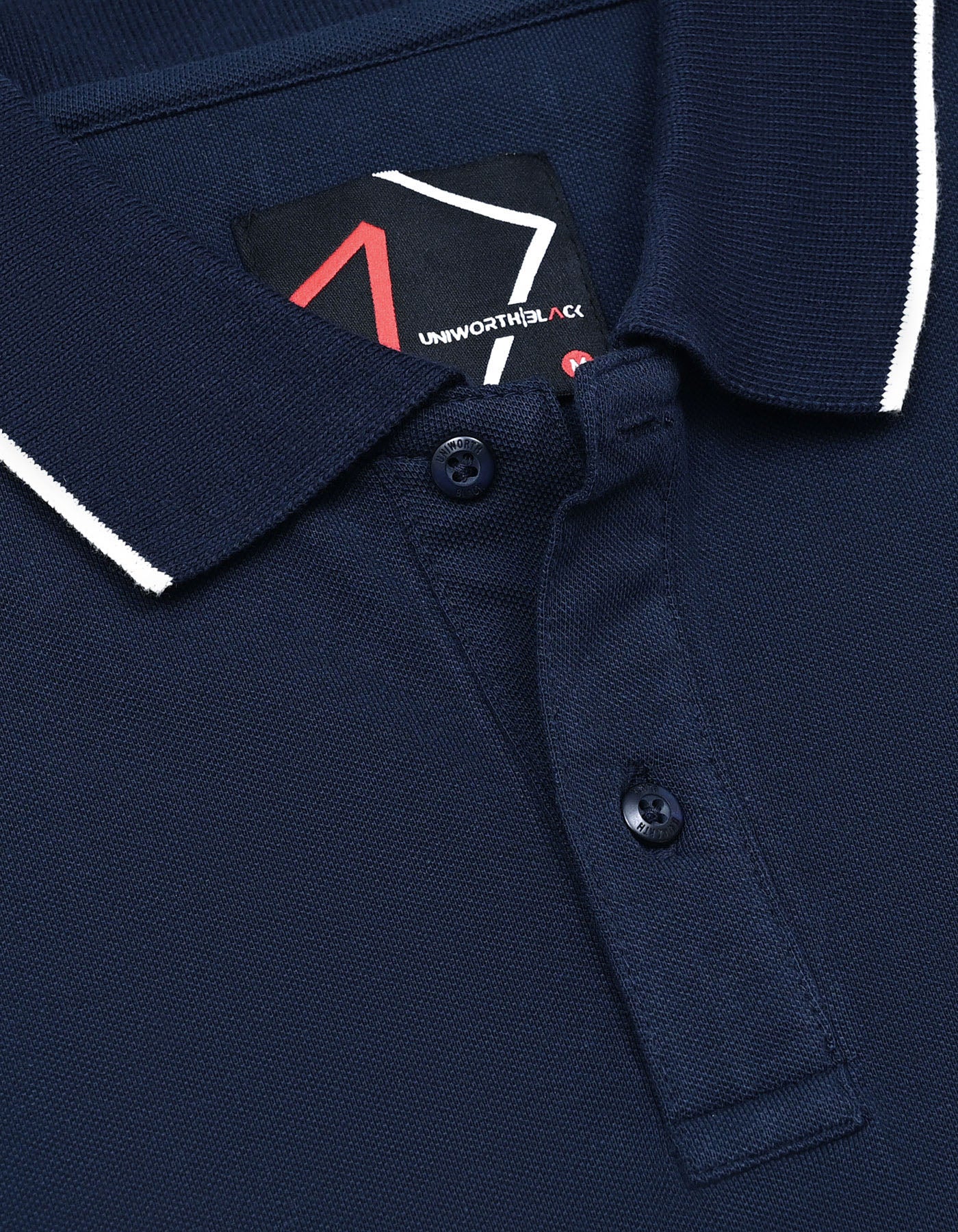 Navy Plain Pique Polo Shirt - Image 3