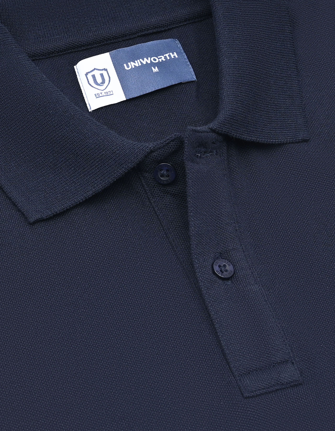 Navy Plain Pique Polo Shirt - Image 4