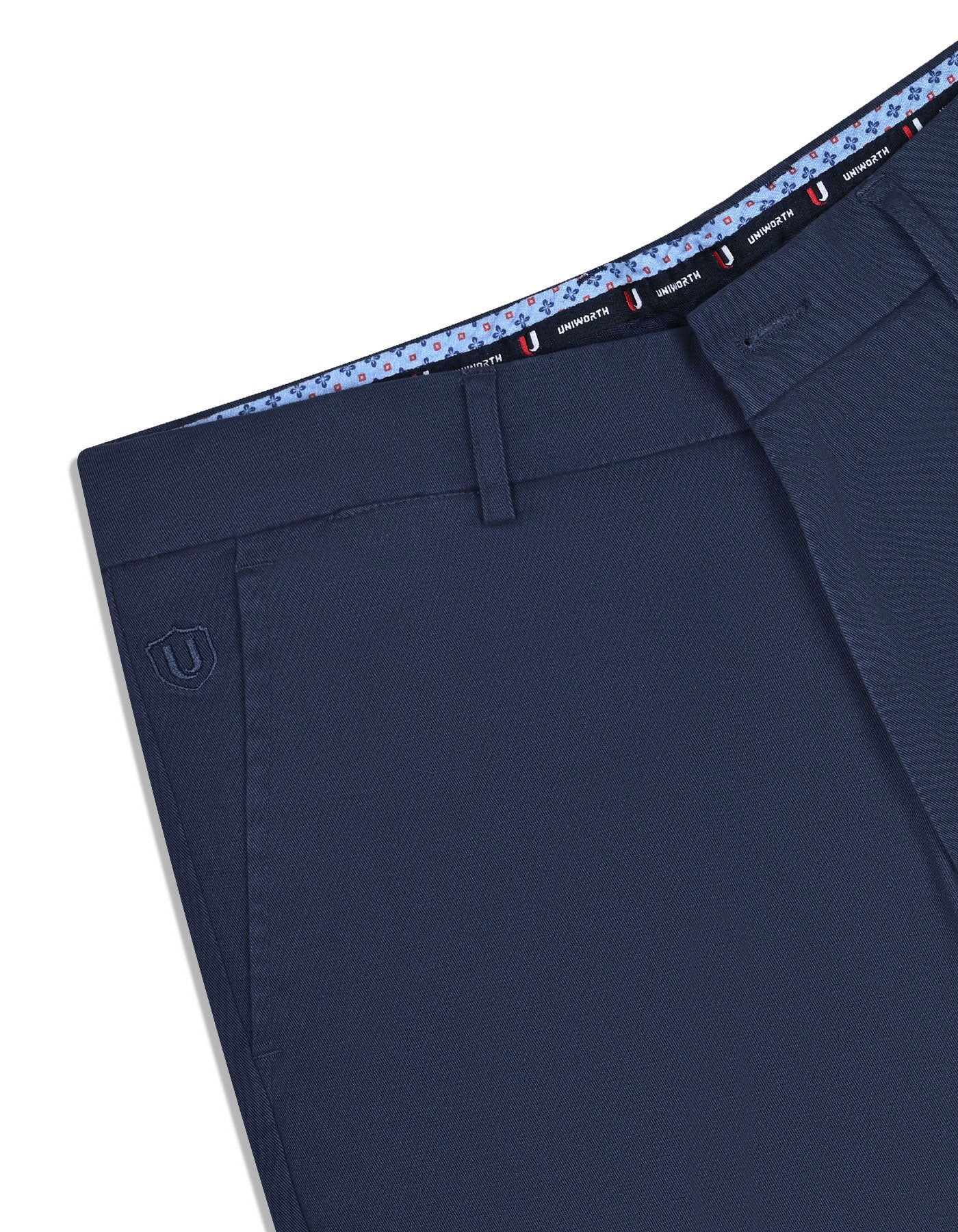Navy Plain Smart Fit Cotton Trouser - Image 3