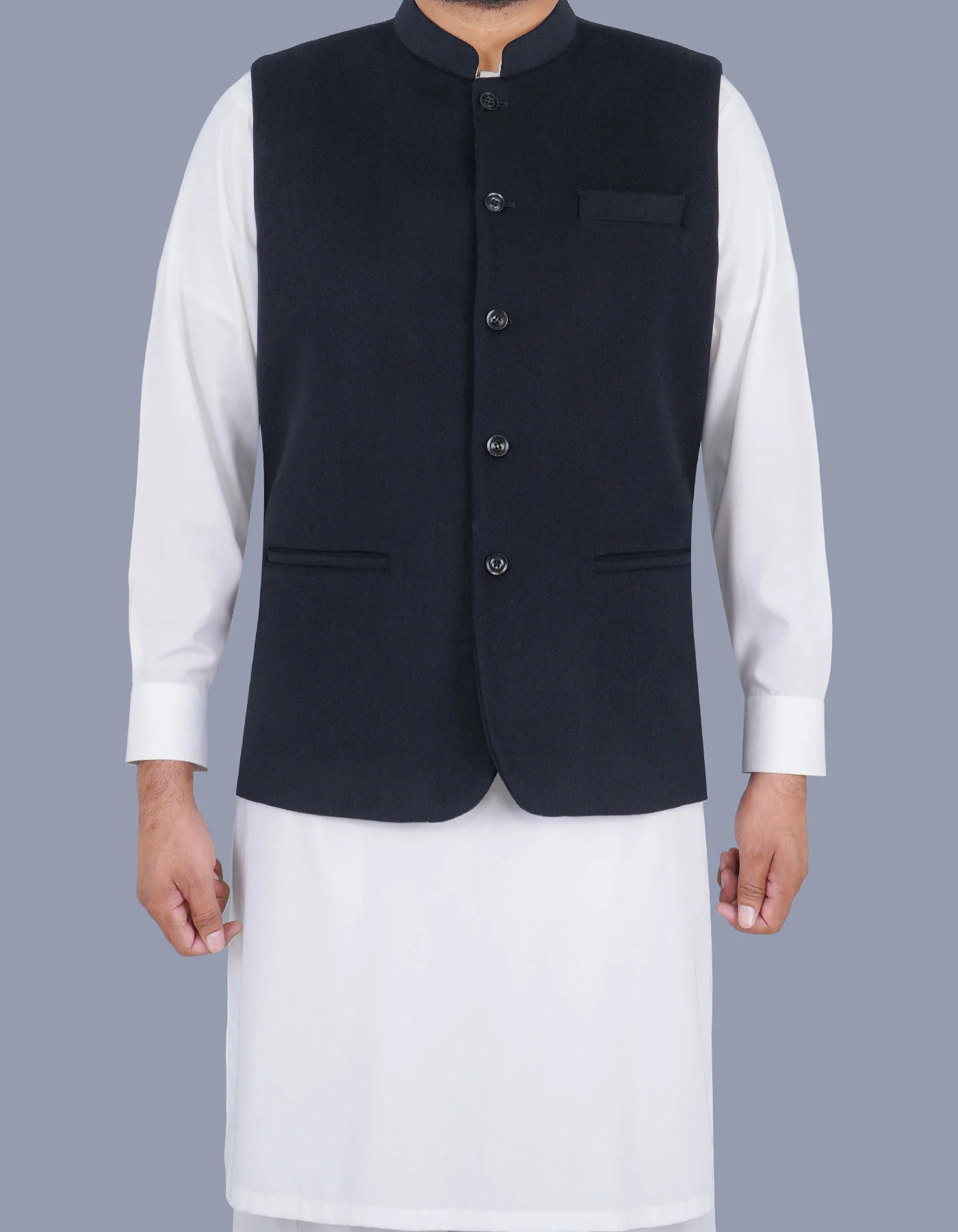 Navy Plain Smart Fit Waist Coat