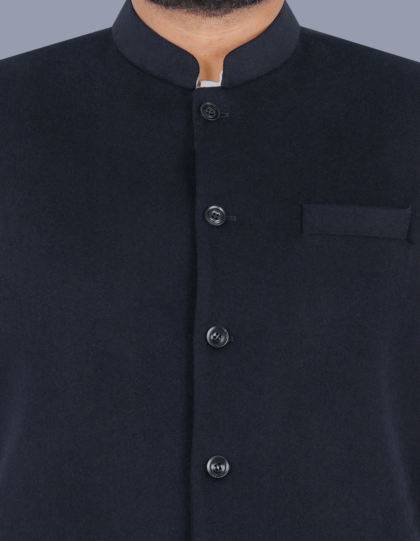 Navy Plain Smart Fit Waist Coat - Image 2