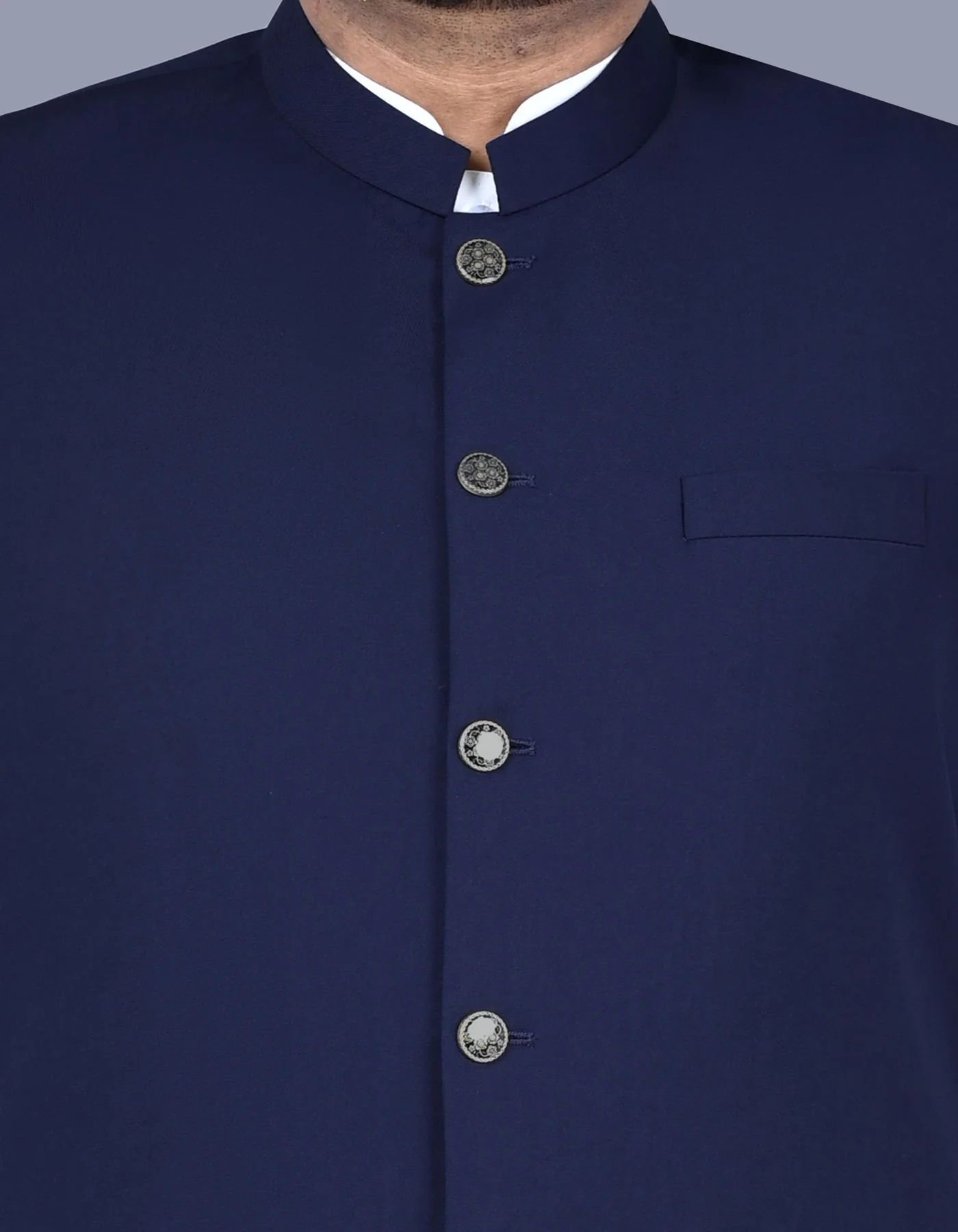 Navy Plain Smart Fit Waist Coat - Image 2