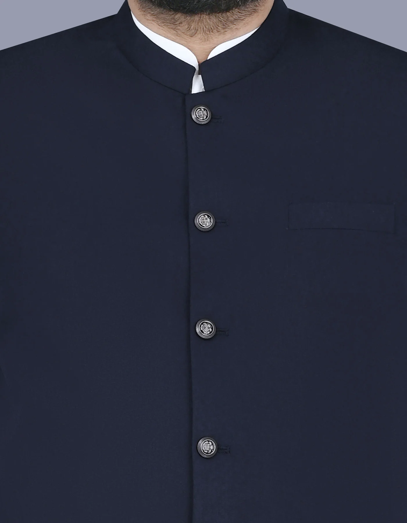 Navy Plain Smart Fit Waistcoat - Image 2