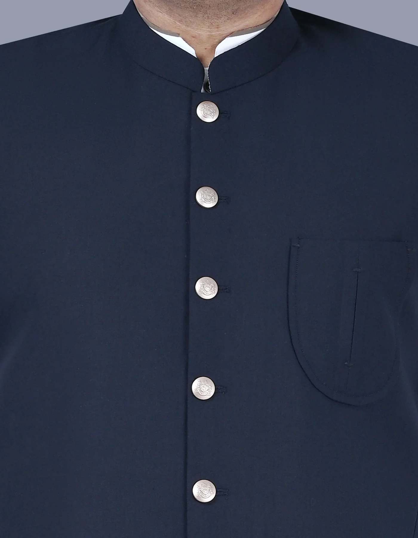 Navy Plain Smart Fit Waistcoat - Image 2