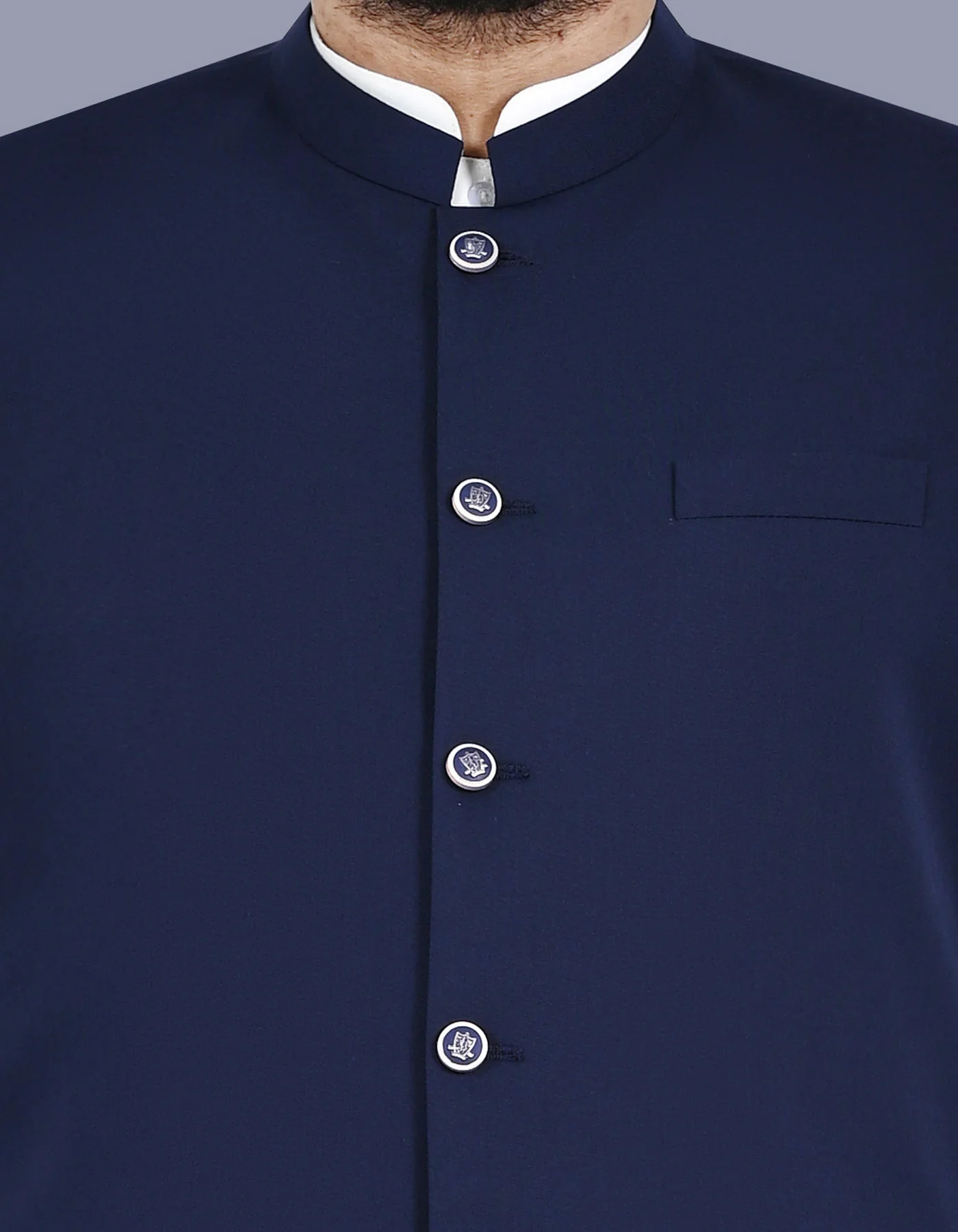 Navy Plain Smart Fit Waistcoat - Image 2
