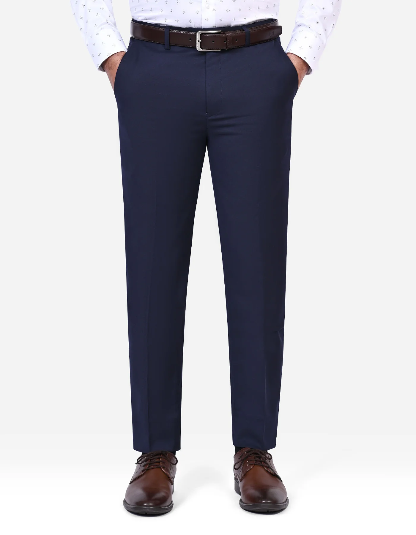 Navy Plain Tailored Smart Fit Formal Trouser