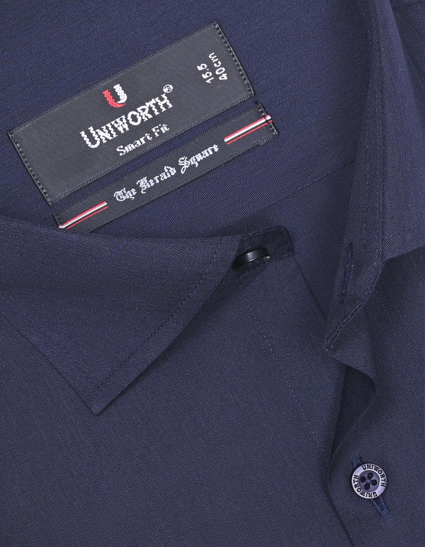Navy Plain Tailored Smart Fit Shirt - Image 2