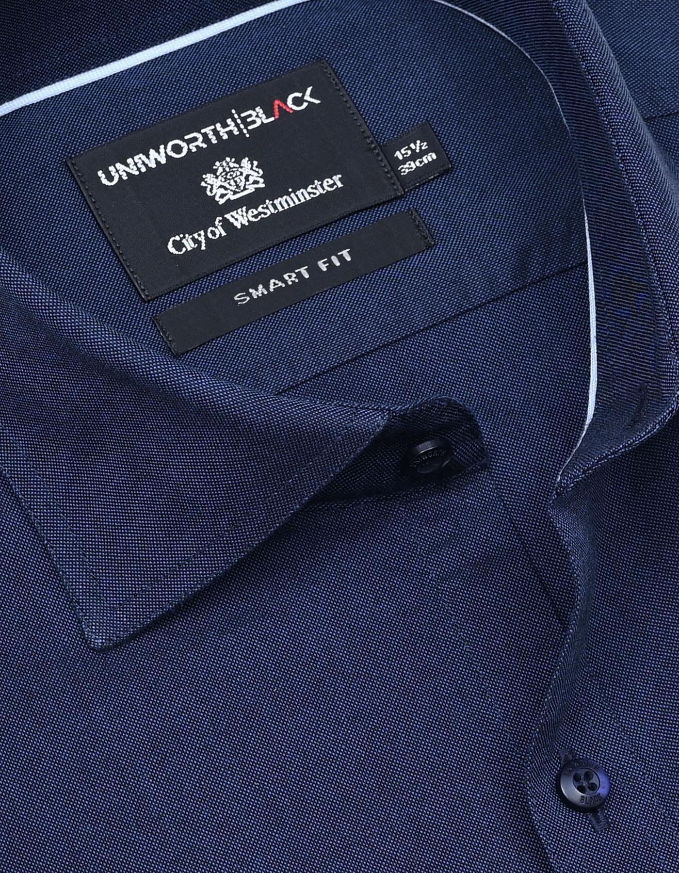 Navy Plain Tailored Smart Fit Shirt - Image 2