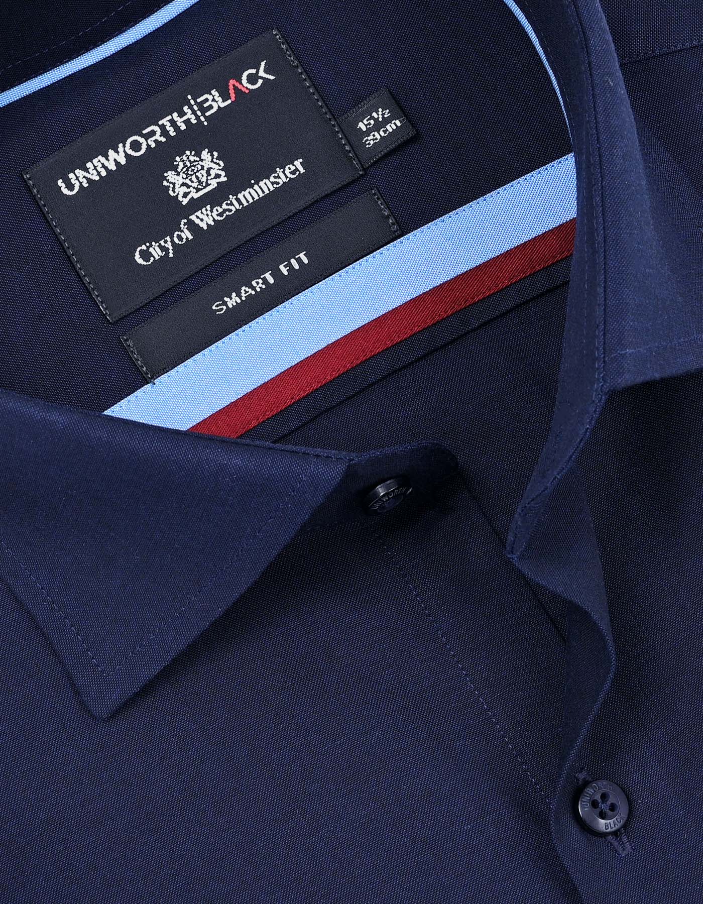 Navy Plain Tailored Smart Fit Shirt - Image 2