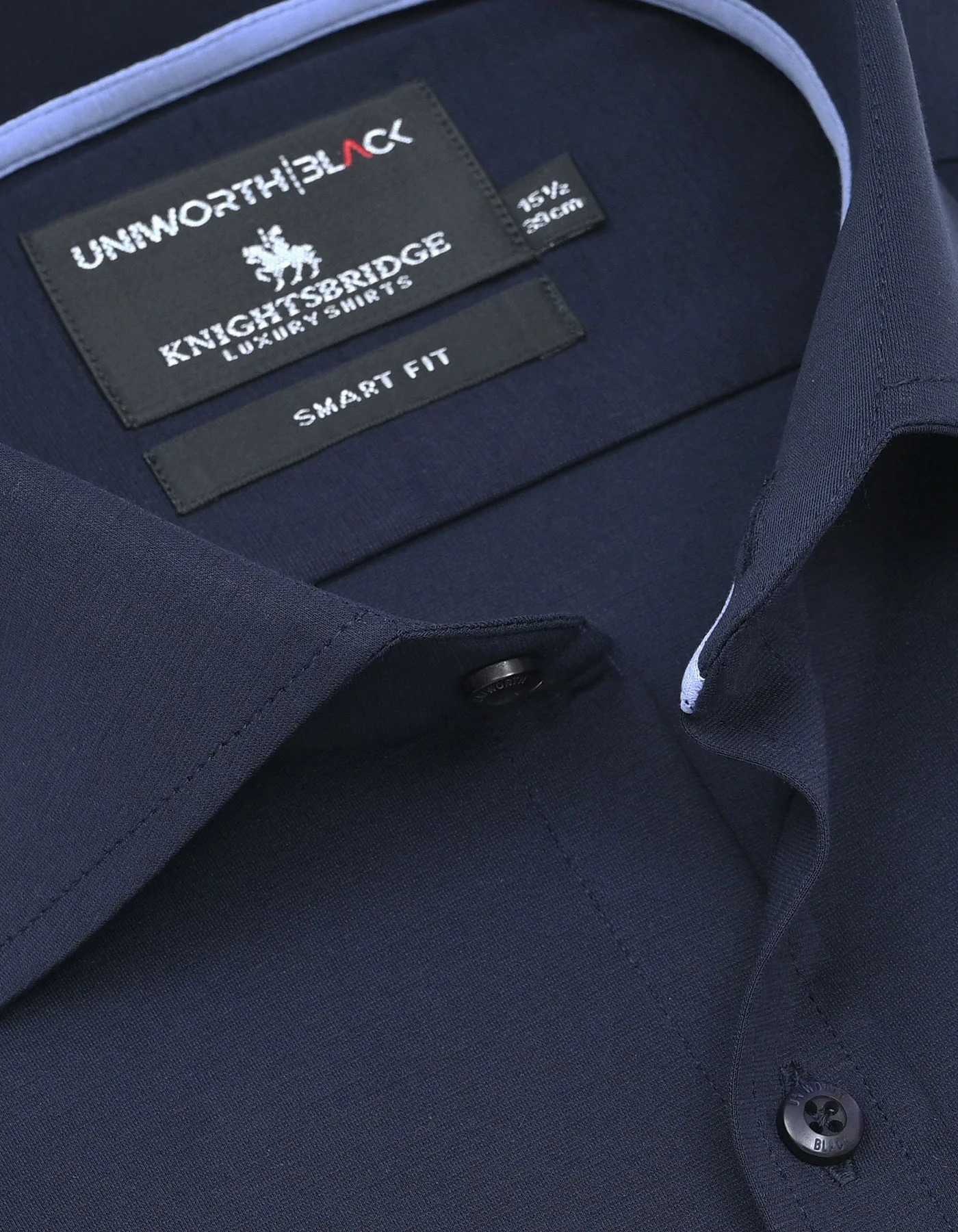 Navy Plain Tailored Smart Fit Shirt - Image 2