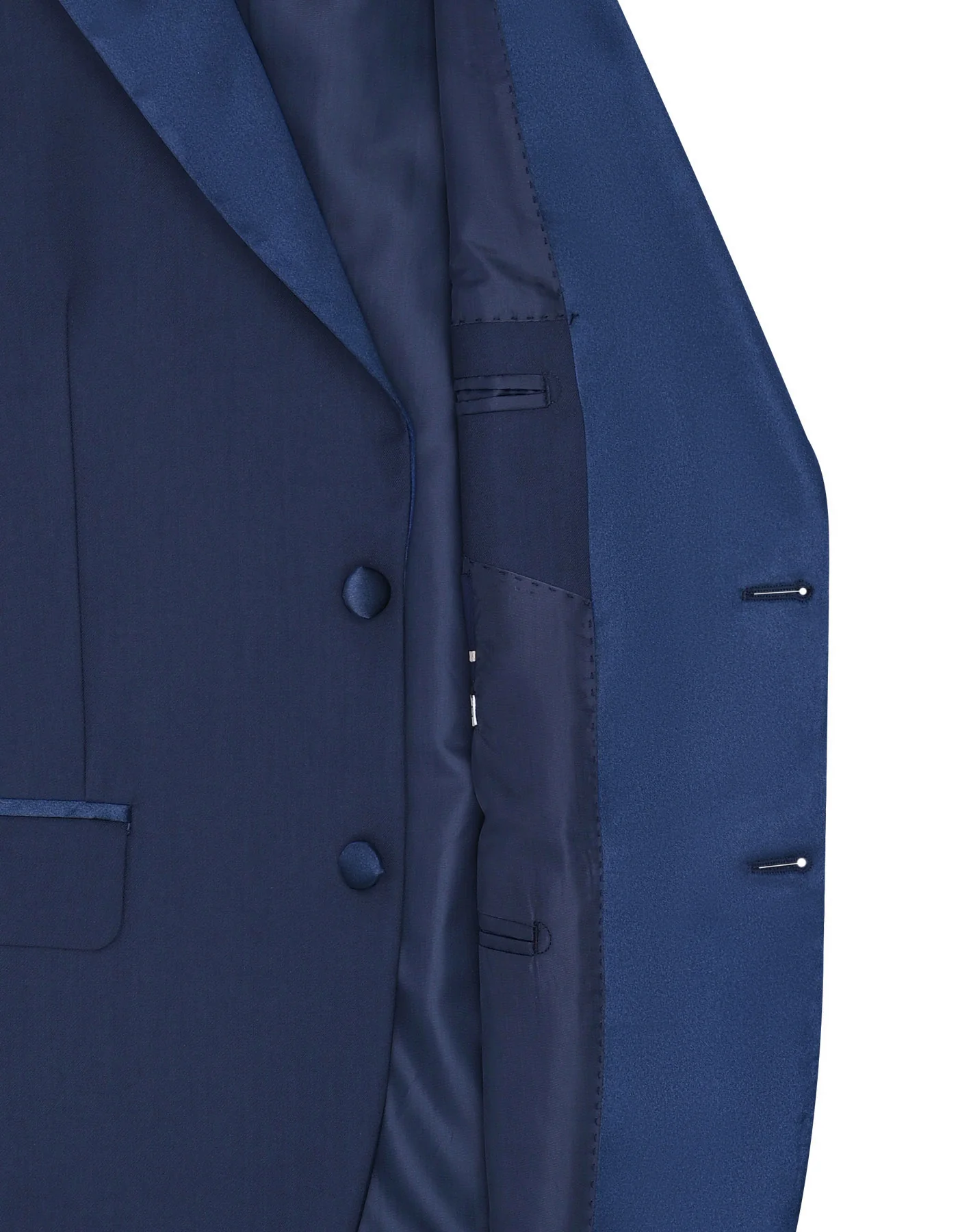 Navy Plain Tailored Smart Fit Tuxedo Suit - Image 5