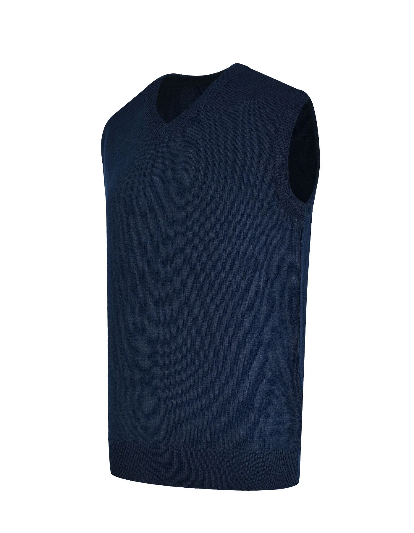 Navy Plain V-Neck Sleeveless Sweater