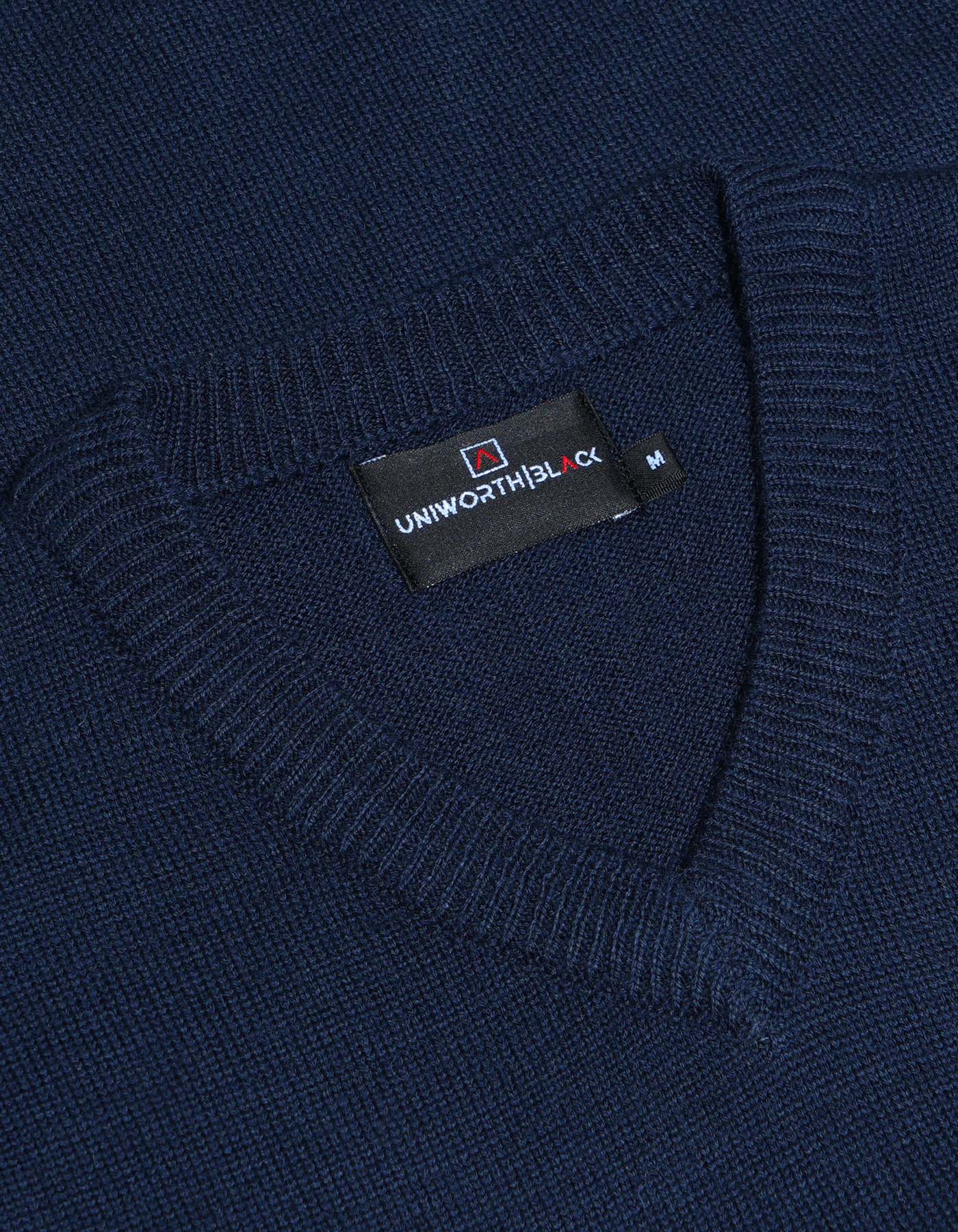 Navy Plain V-Neck Sleeveless Sweater - Image 2