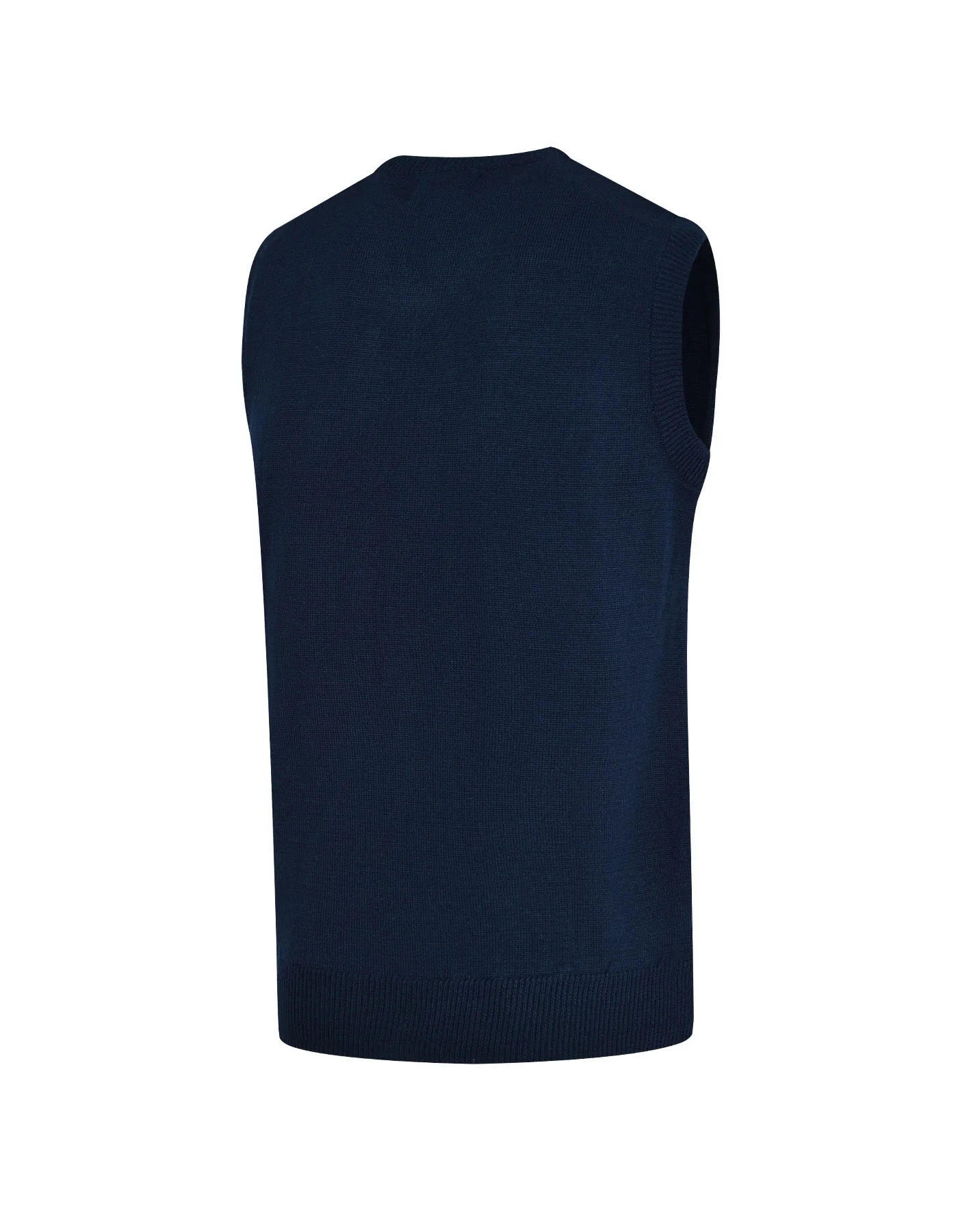 Navy Plain V-Neck Sleeveless Sweater - Image 3
