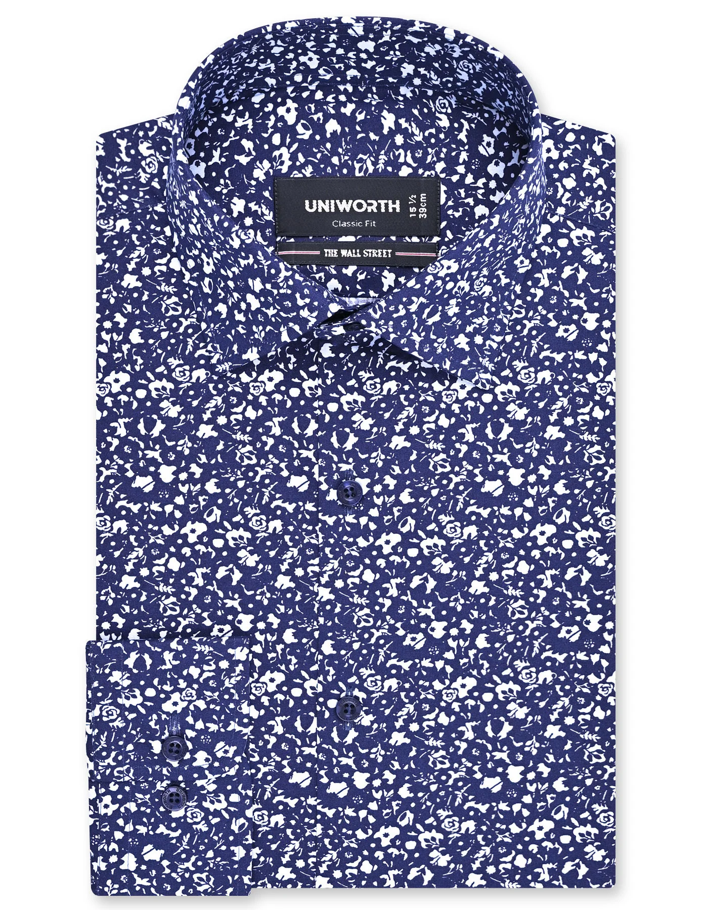 Navy Printed Classic Fit Shirt