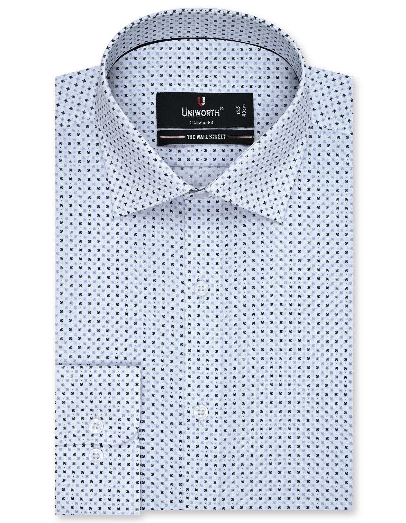 Navy Printed Classic Fit Shirt