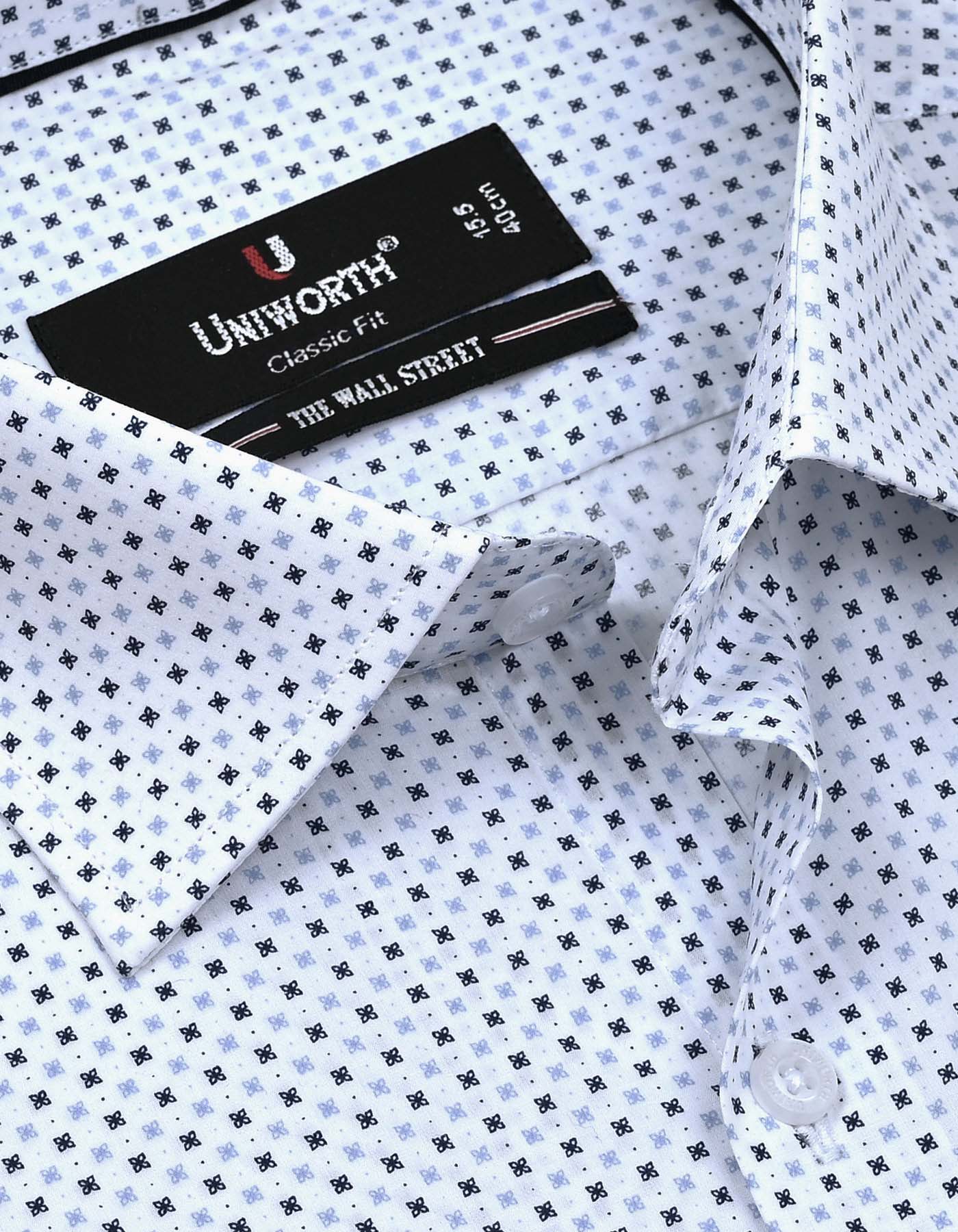 Navy Printed Classic Fit Shirt - Image 2