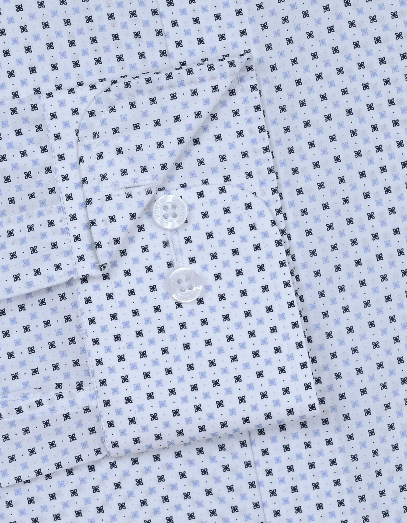 Navy Printed Classic Fit Shirt - Image 3