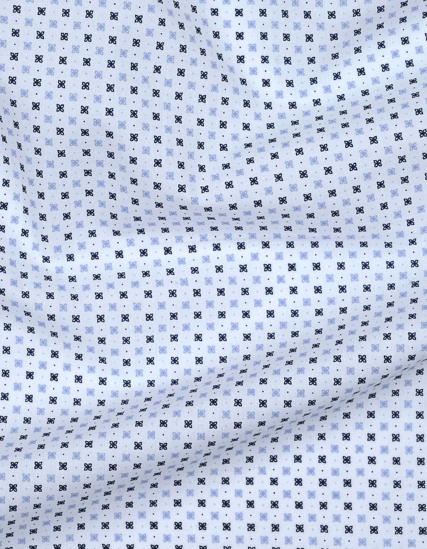 Navy Printed Classic Fit Shirt - Image 4
