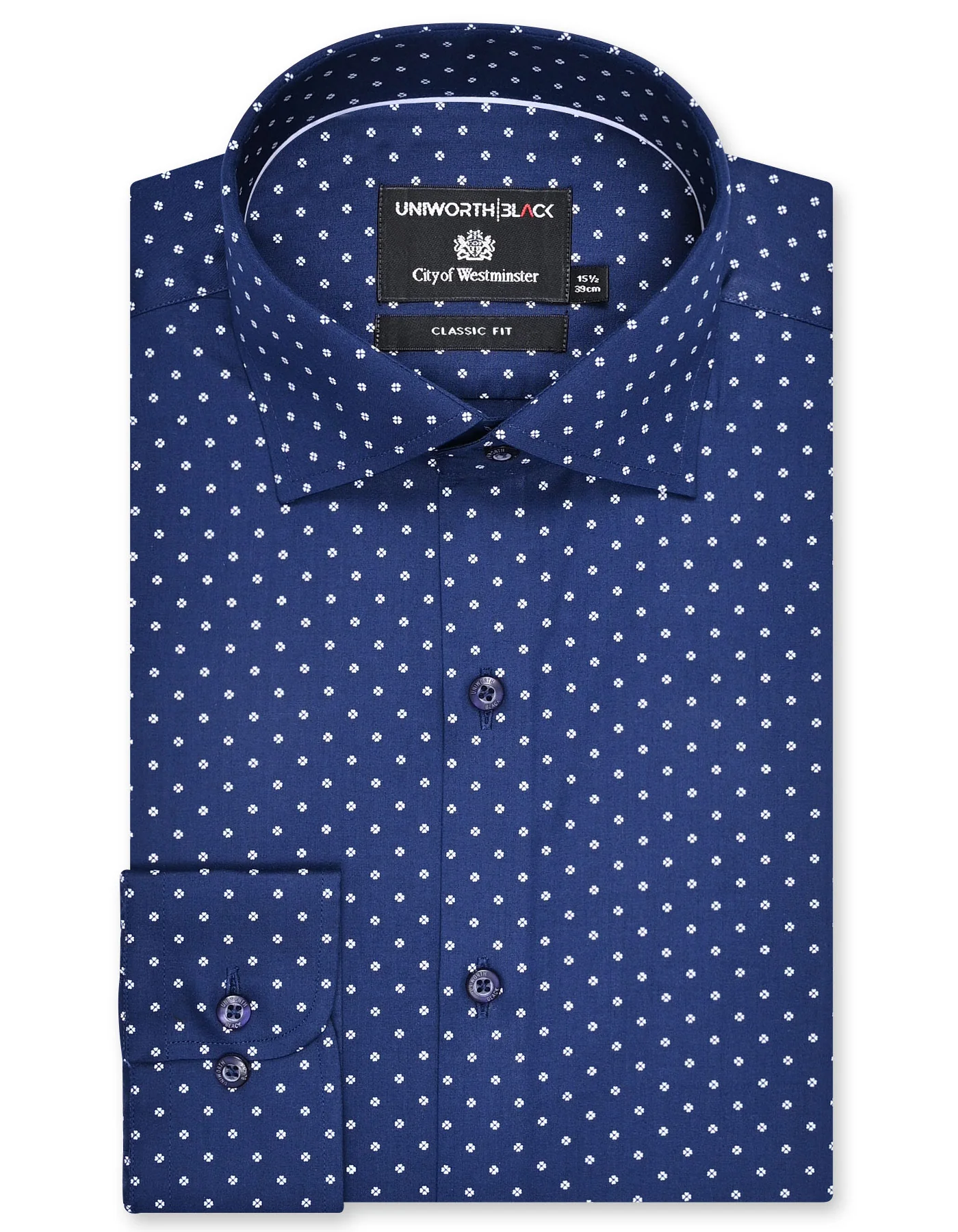Navy Printed Classic Fit Shirt