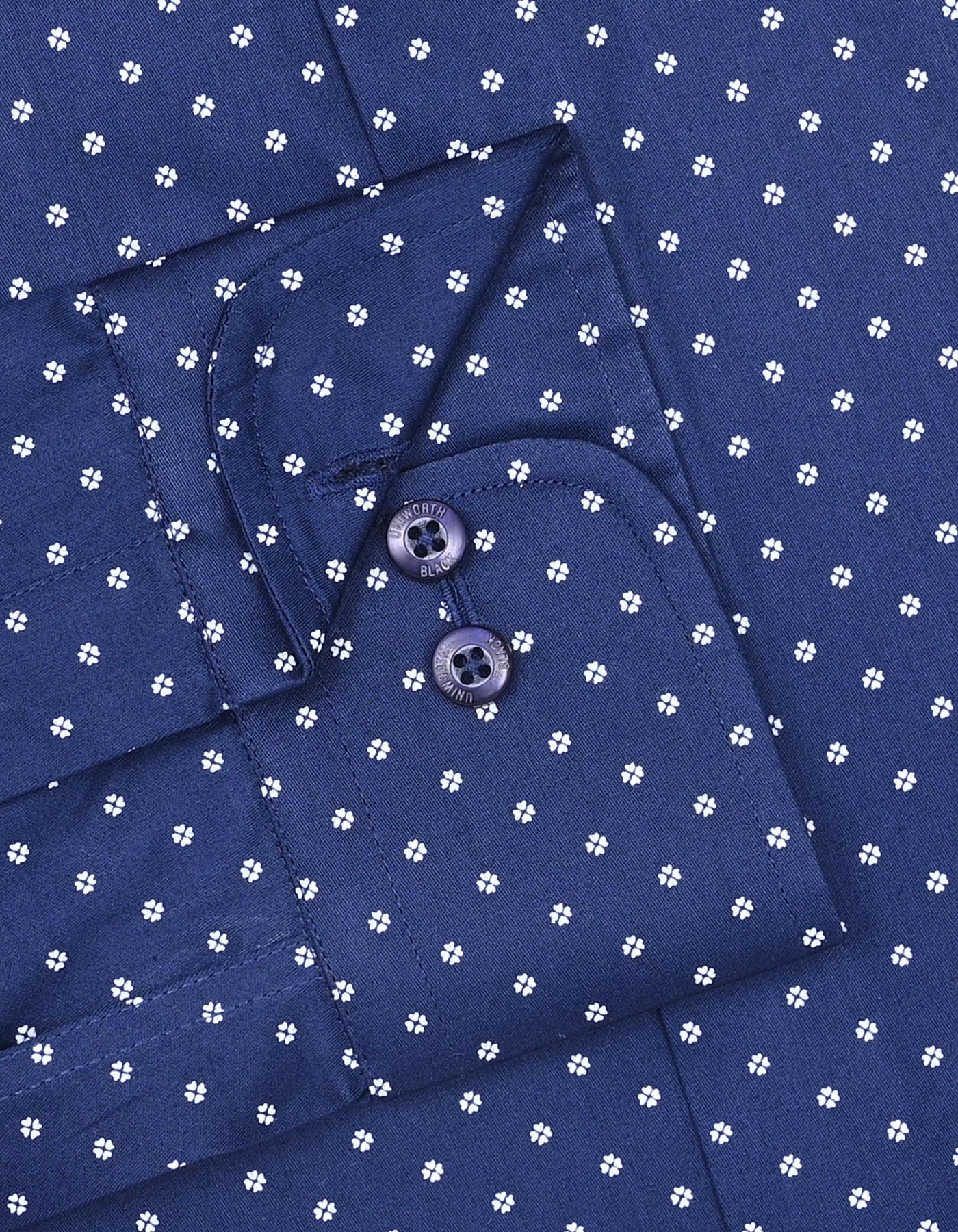 Navy Printed Classic Fit Shirt - Image 3