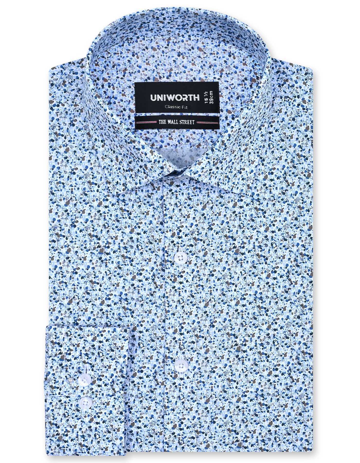 Navy Printed Classic Fit Shirt